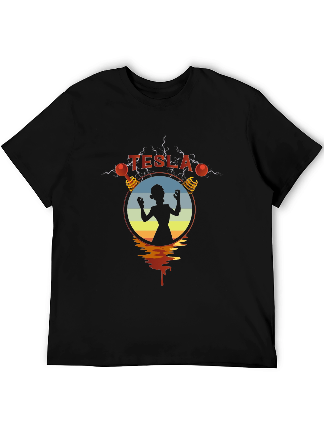 Tesla Woman Silhouette Graphic Black T-Shirt