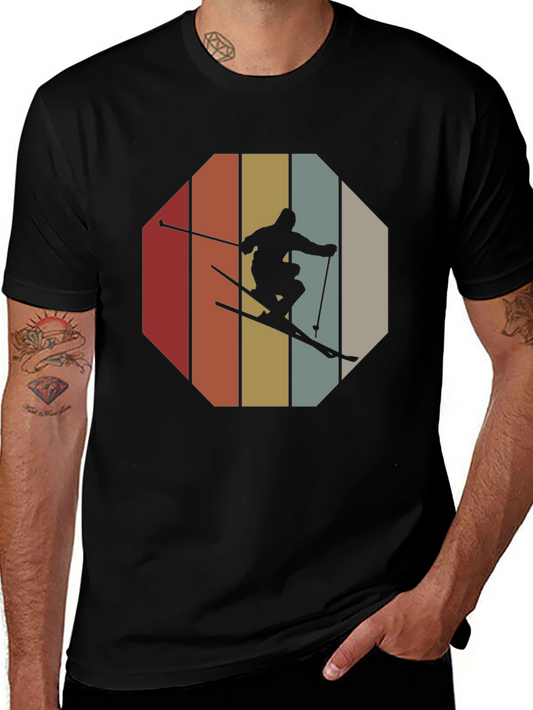 Vintage Ski Silhouette Tee - Black Short Sleeve Shirt