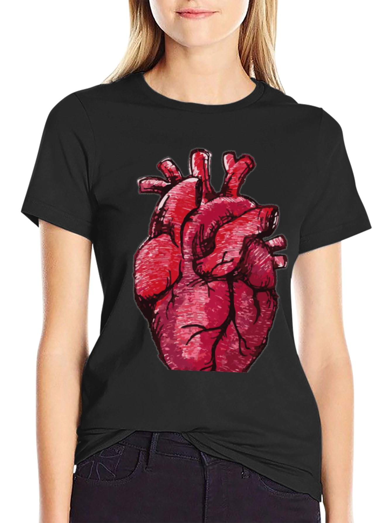 Anatomical Heart Graphic Black T-Shirt