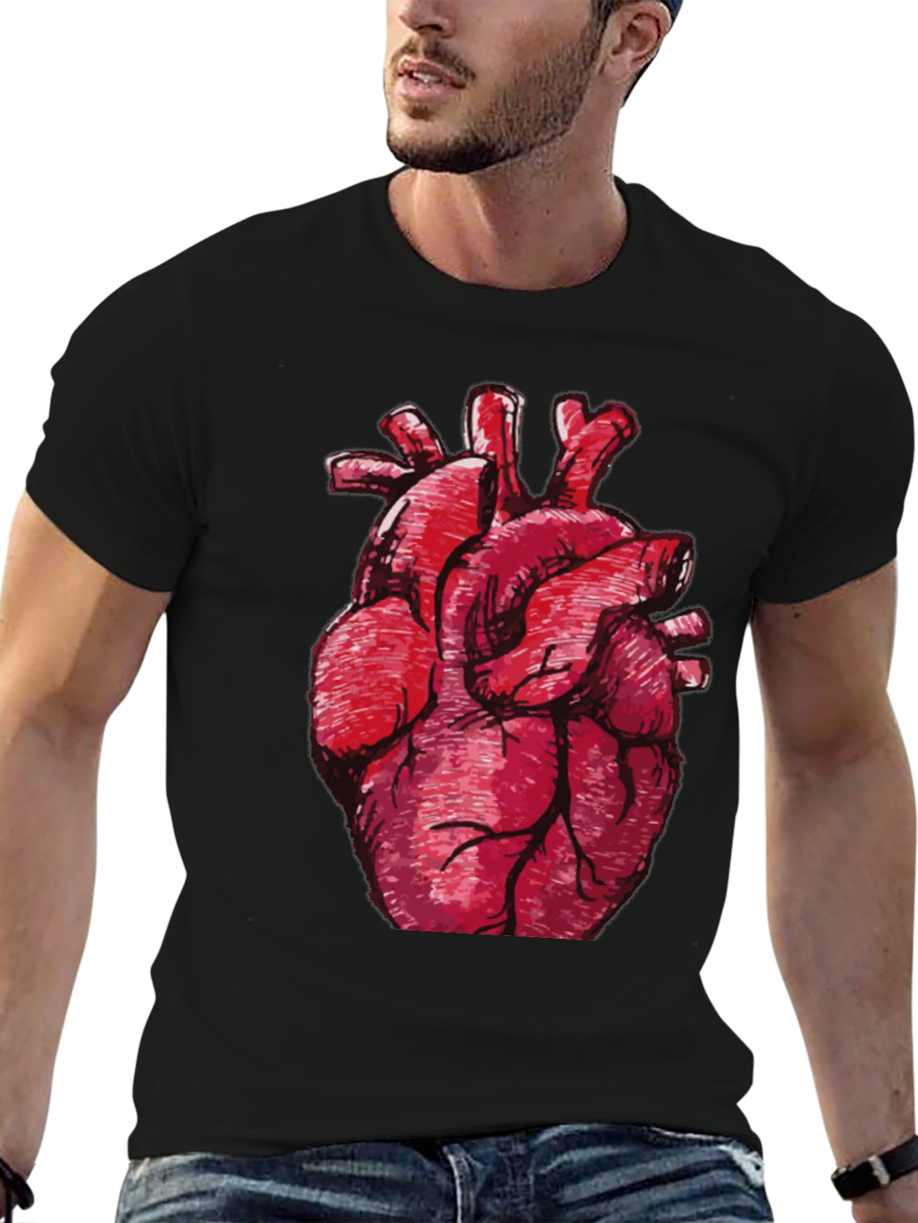 Anatomical Heart Graphic Black T-Shirt