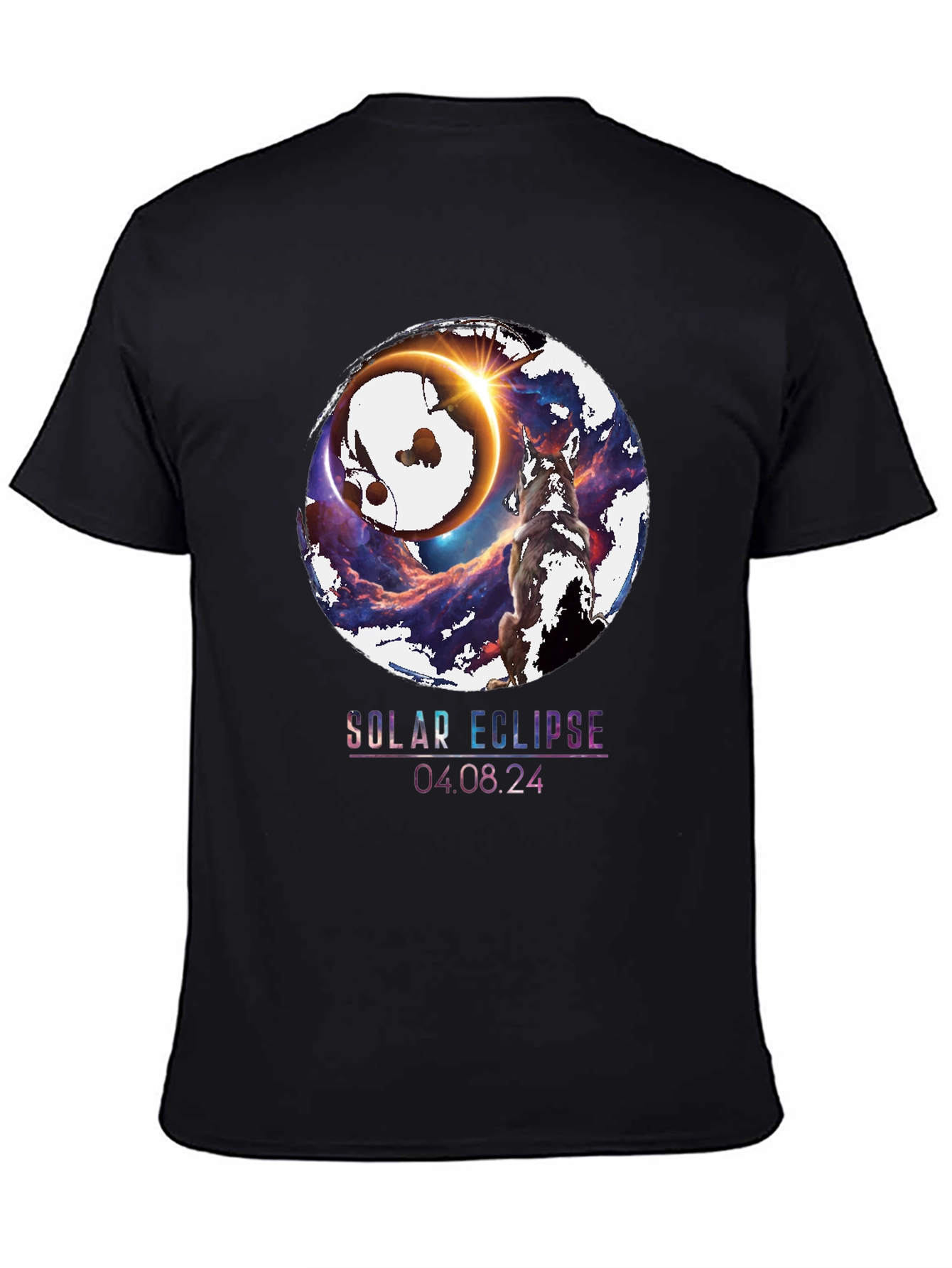 Solar Eclipse Wolf Graphic T-Shirt - August 4 2024