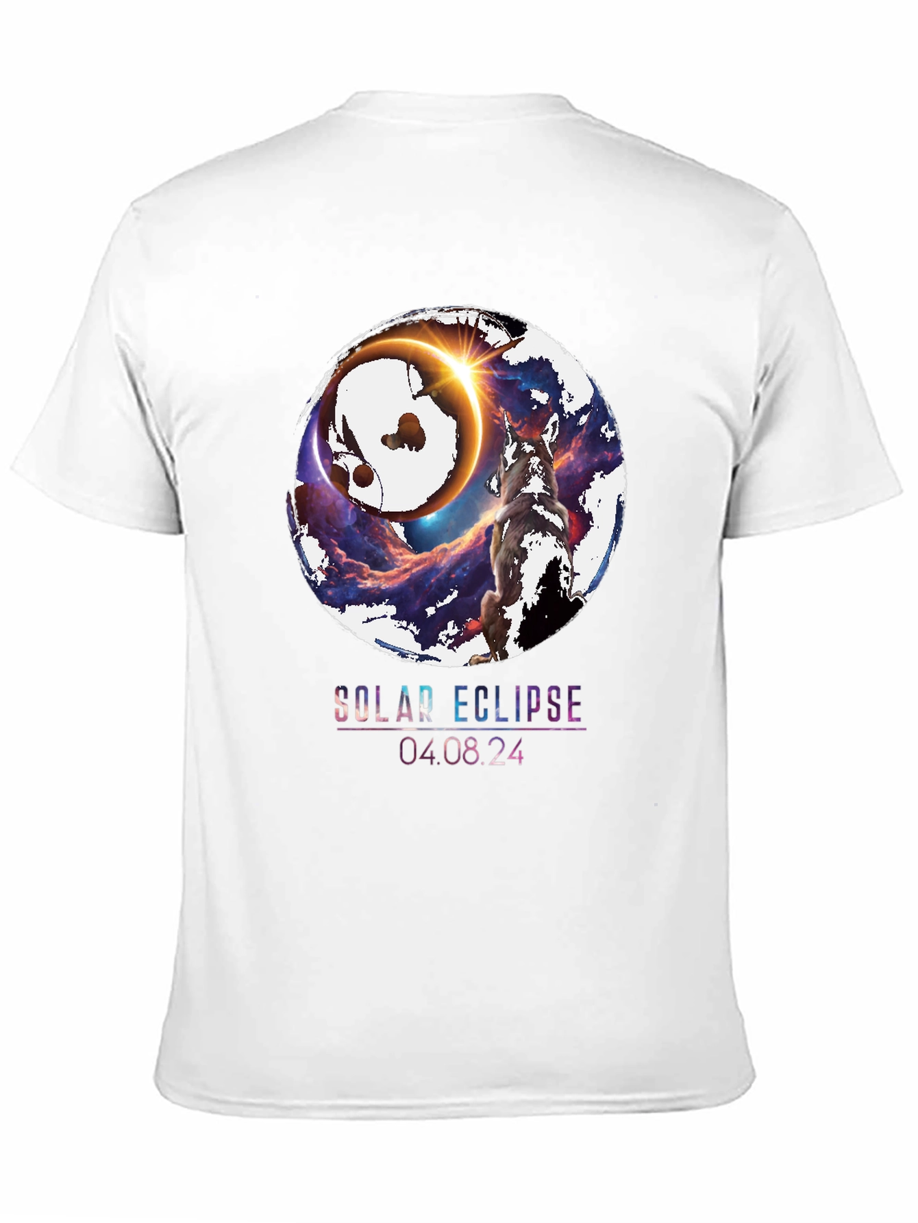 Solar Eclipse Wolf Graphic T-Shirt - August 4 2024
