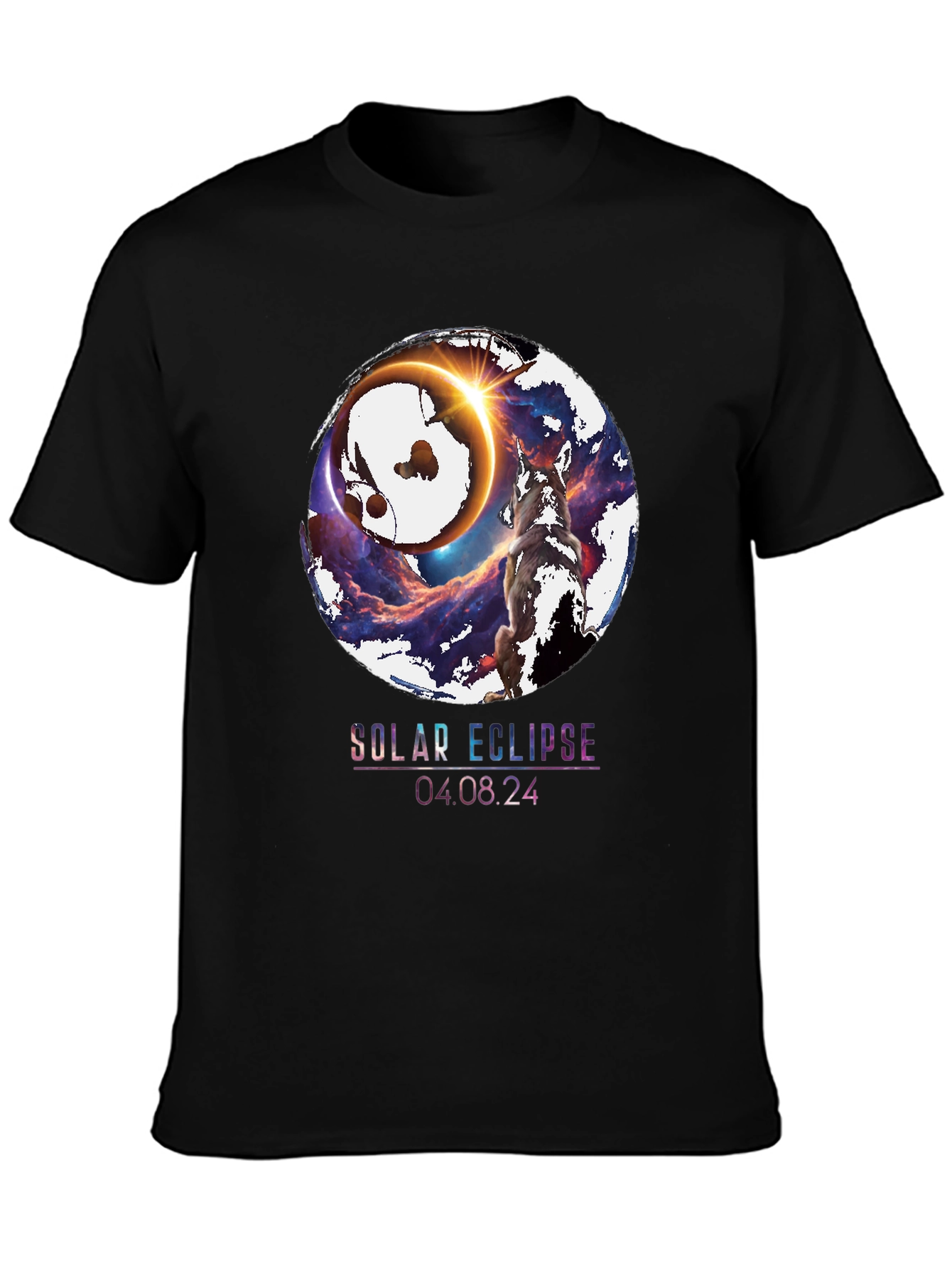 Solar Eclipse Wolf Graphic T-Shirt - August 4 2024