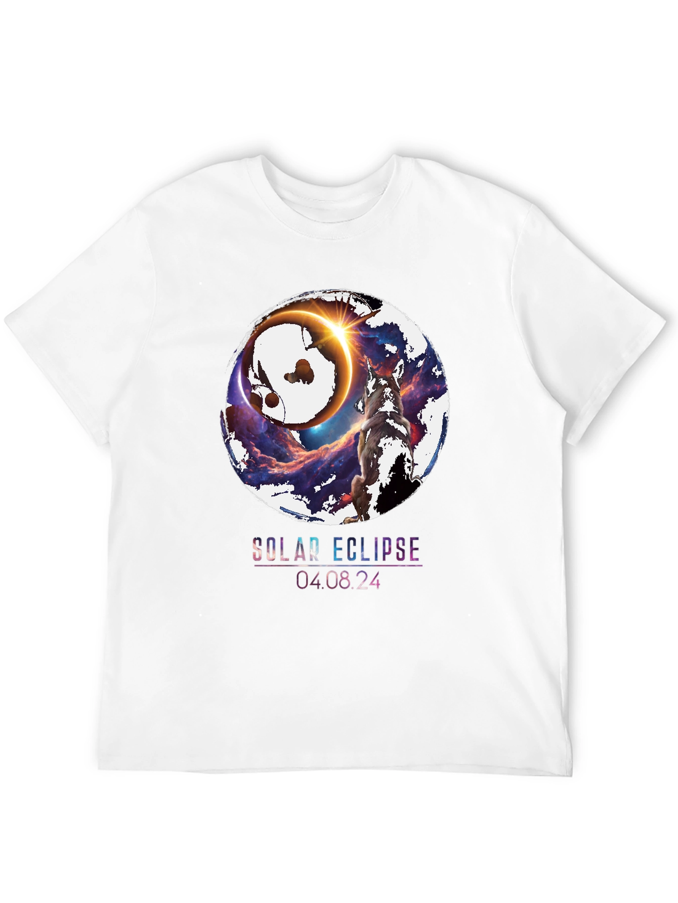 Solar Eclipse Wolf Graphic T-Shirt - August 4 2024
