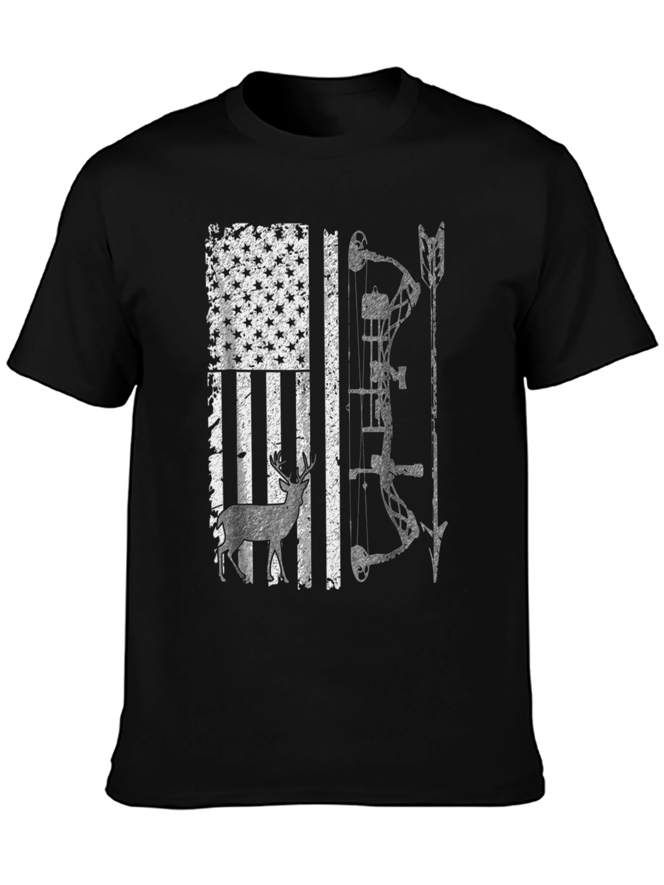 American Flag Deer Hunting Bow T-Shirt
