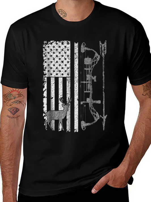 American Flag Deer Hunting Bow T-Shirt