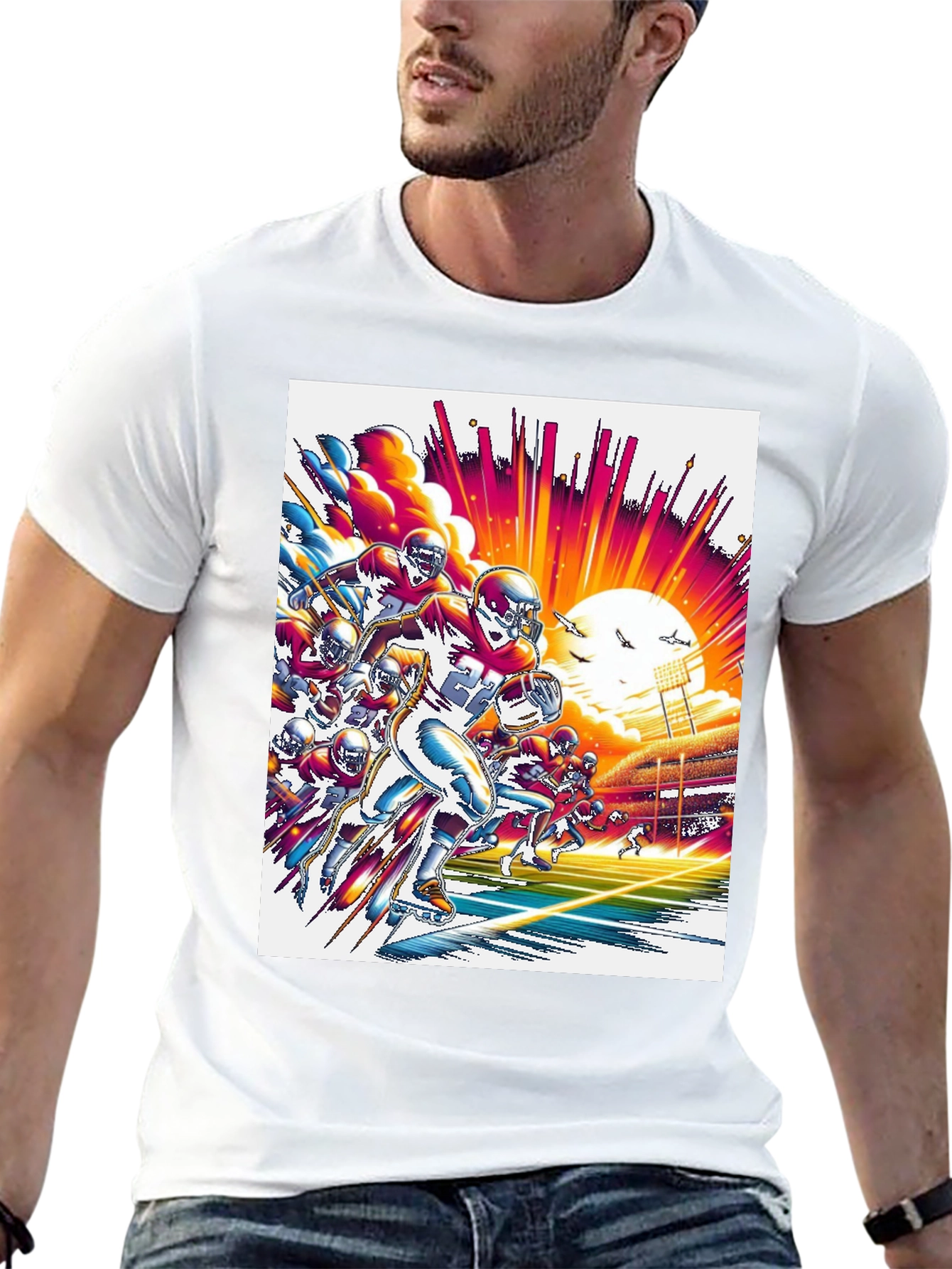 Retro Football Graphic Tee - Black
