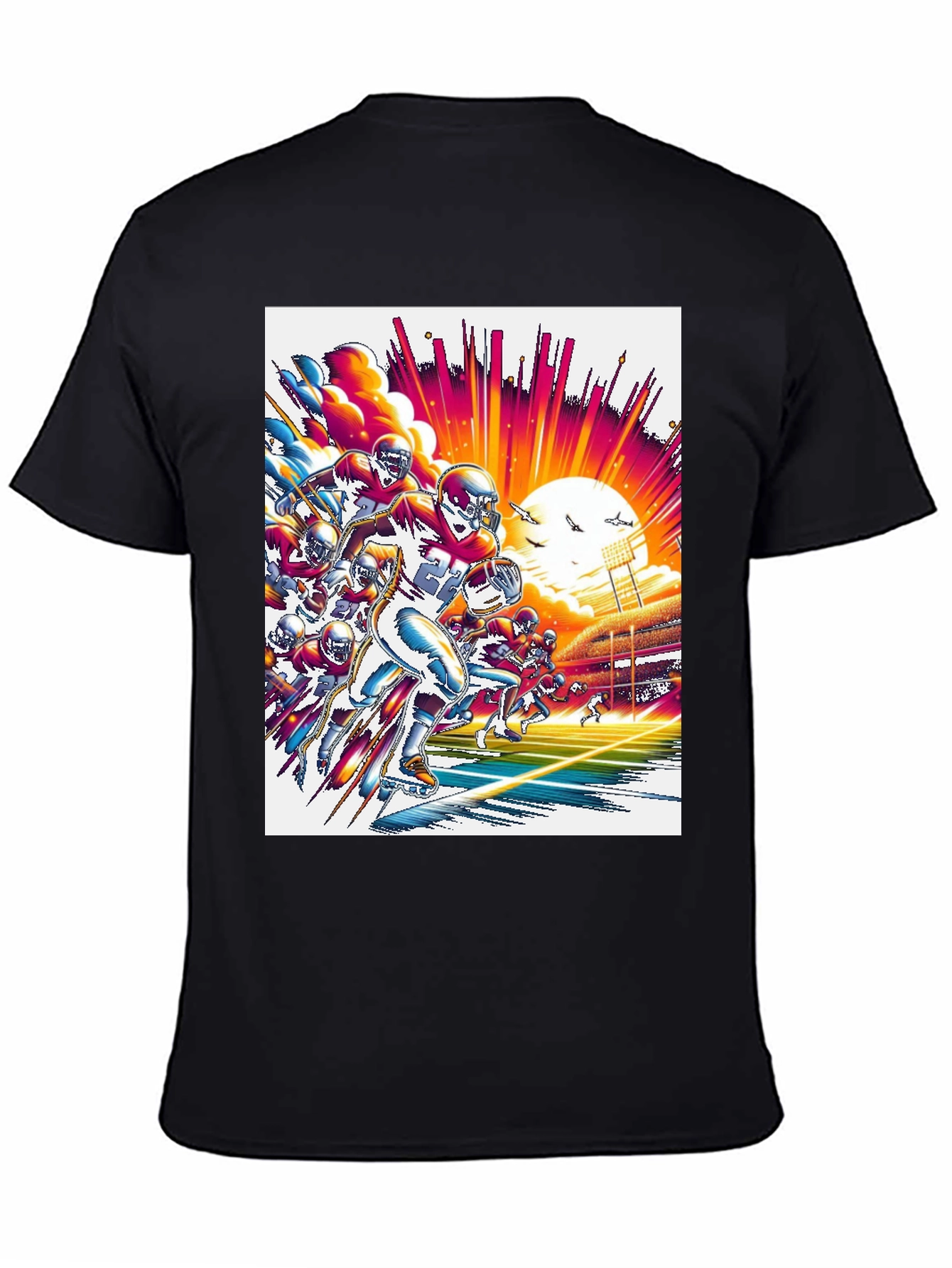 Retro Football Graphic Tee - Black