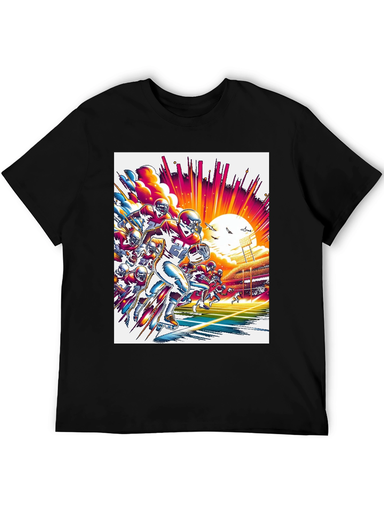 Retro Football Graphic Tee - Black