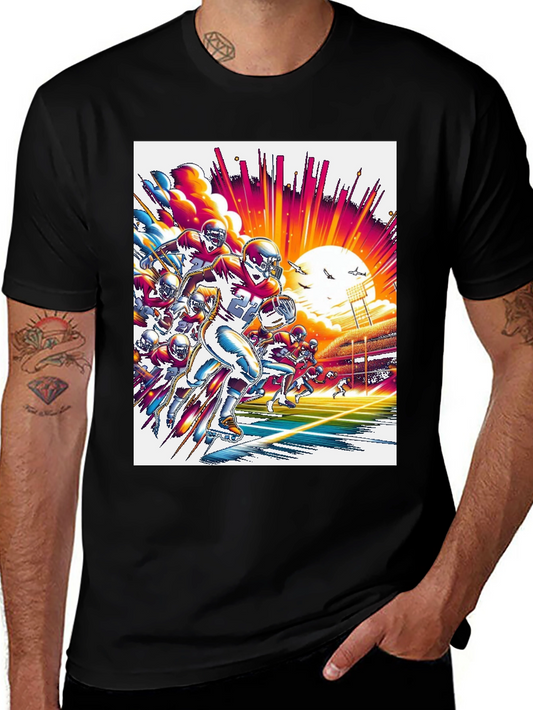 Retro Football Graphic Tee - Black