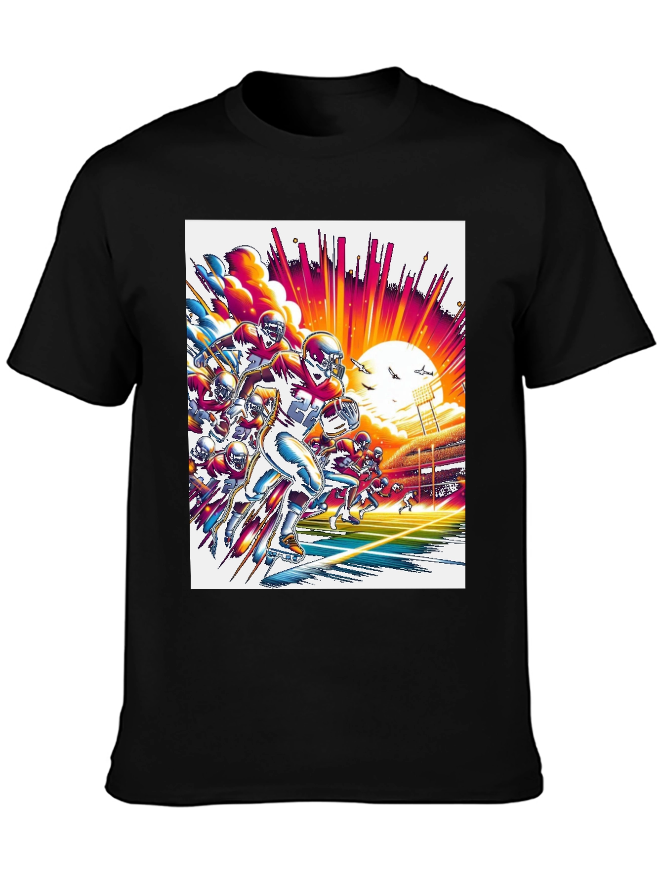 Retro Football Graphic Tee - Black