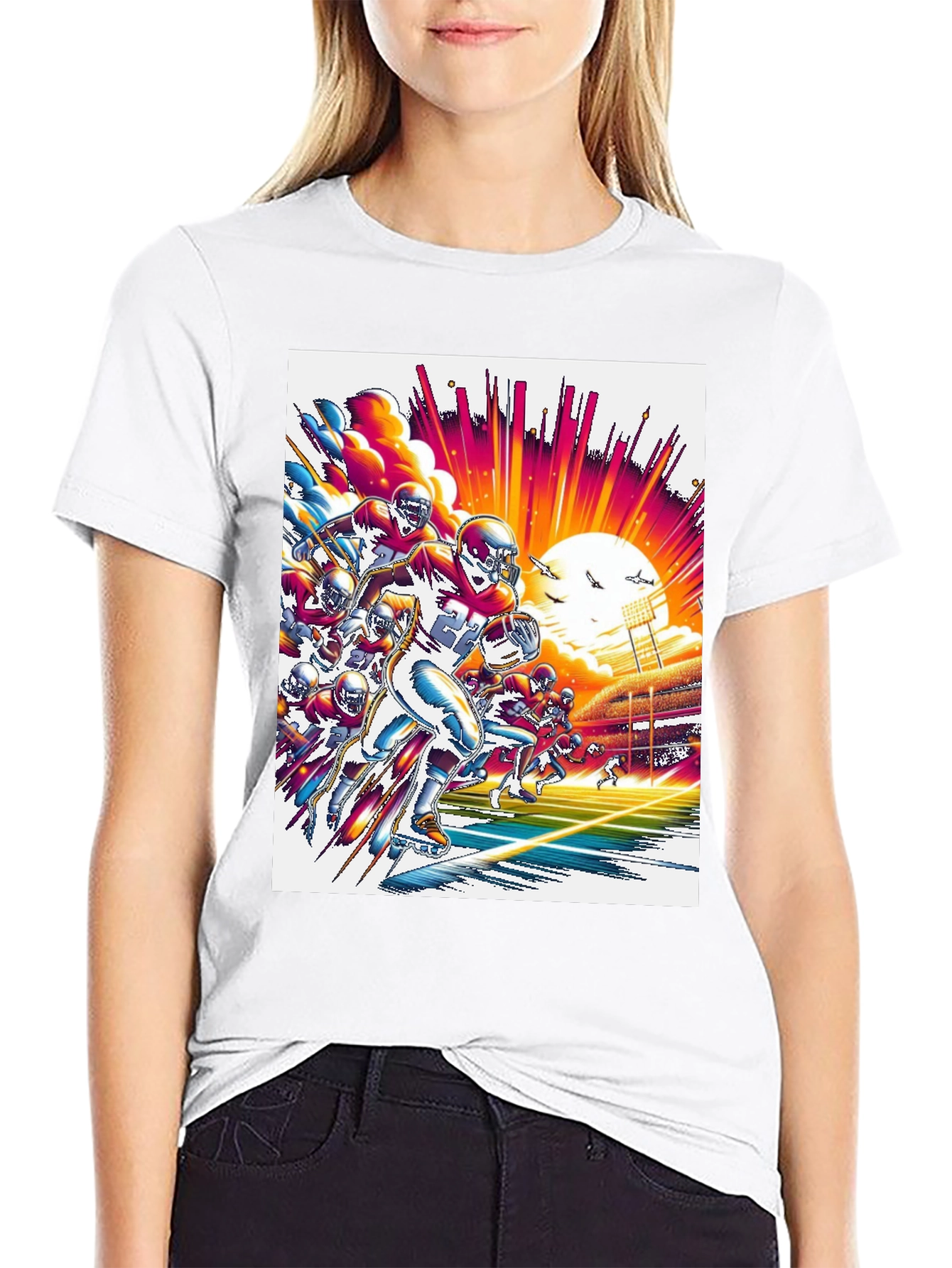 Retro Football Graphic Tee - Black