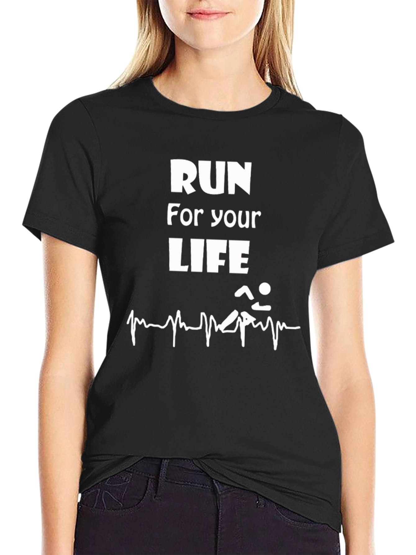 Run For Your Life Graphic Tee - Black