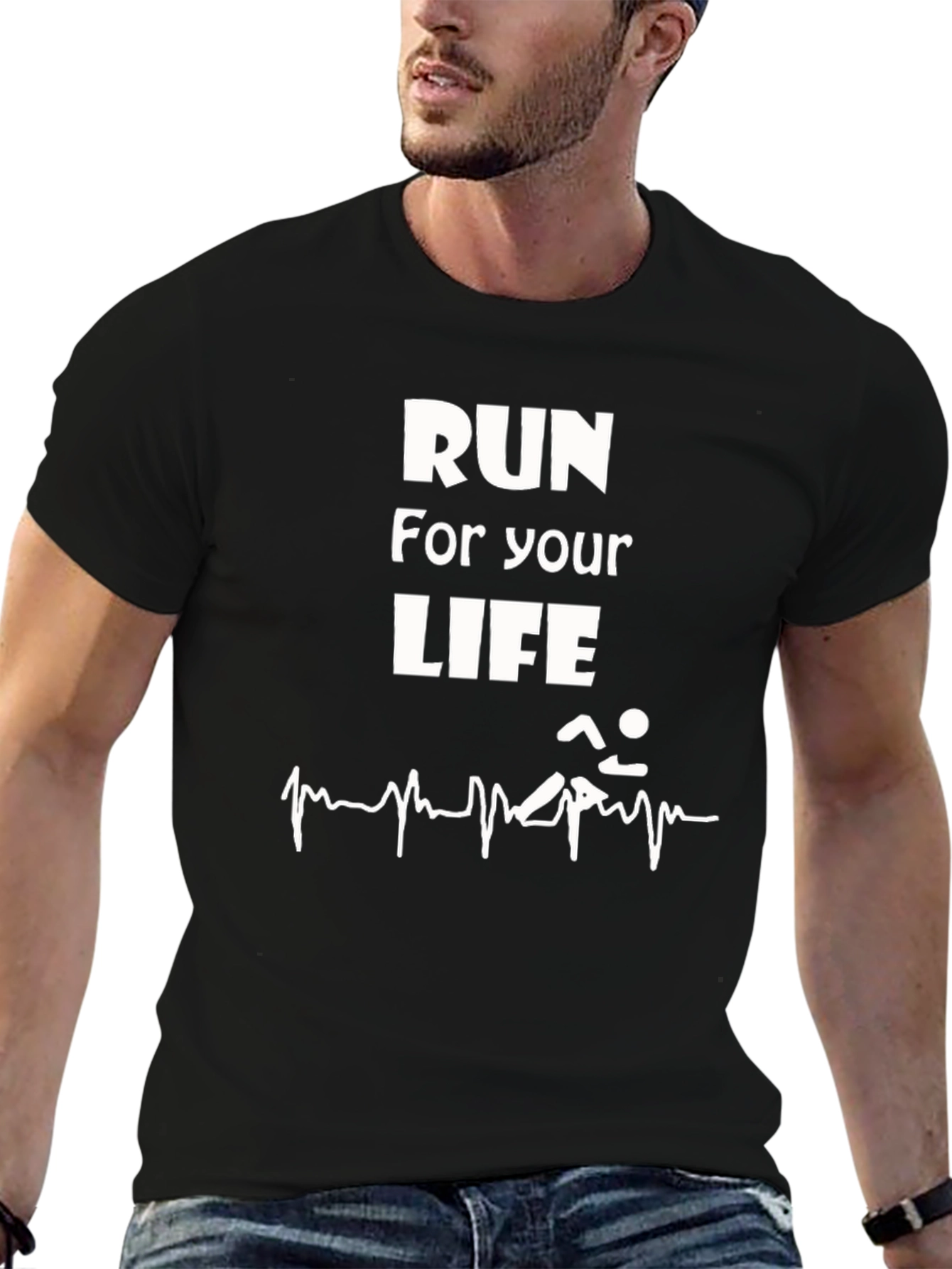Run For Your Life Graphic Tee - Black