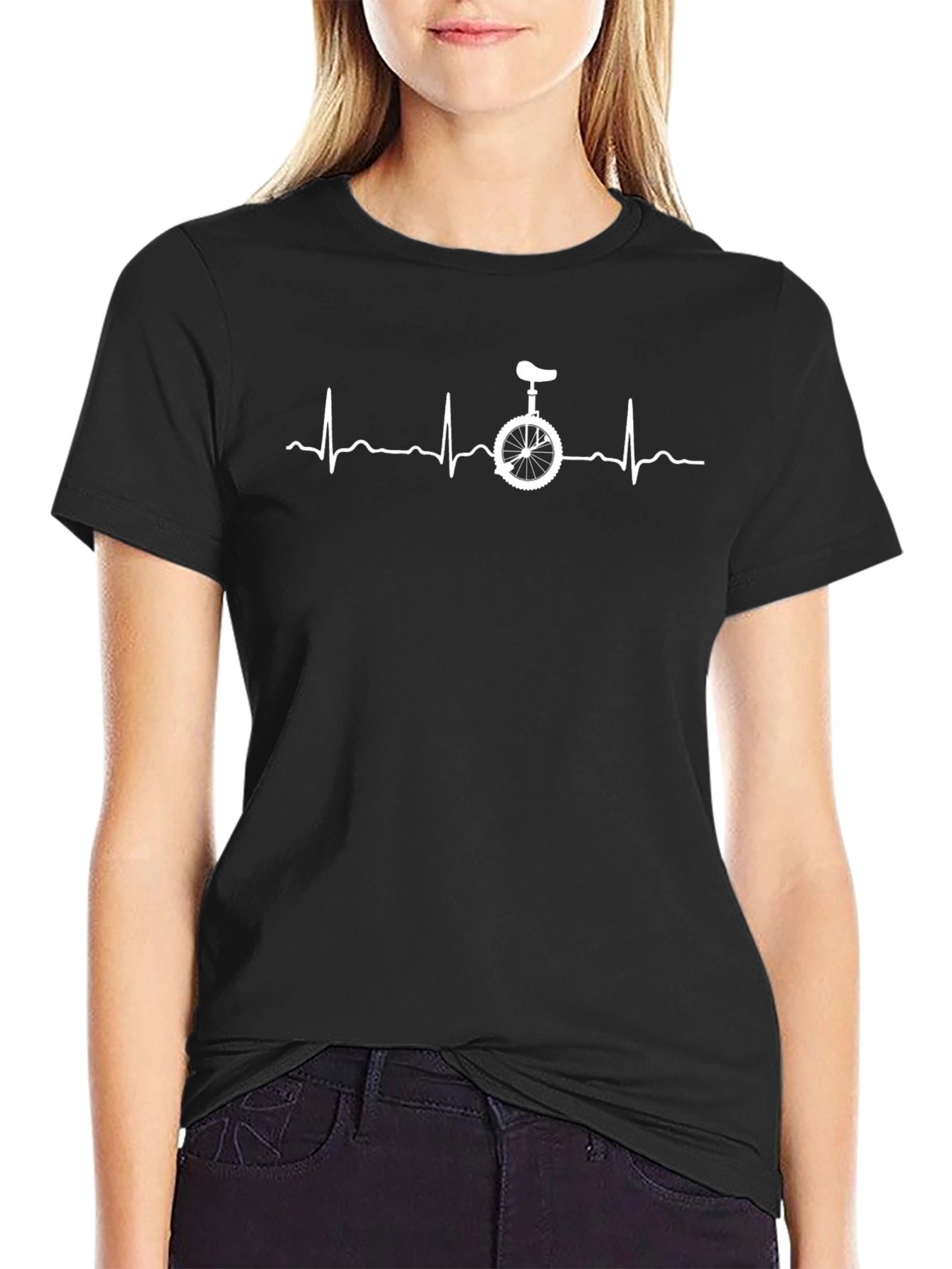 Unicycle Heartbeat T-Shirt - Black Graphic Tee