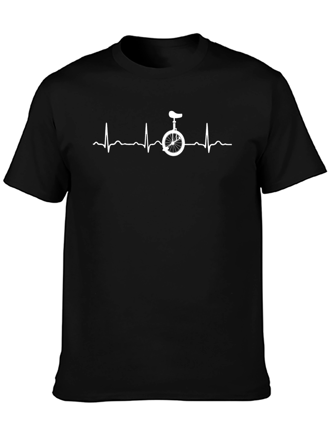 Unicycle Heartbeat T-Shirt - Black Graphic Tee