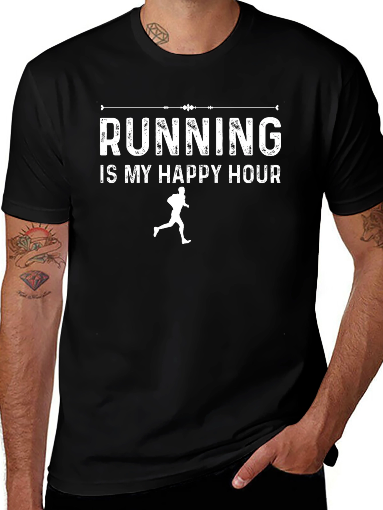 Running is My Happy Hour Black T-Shirt