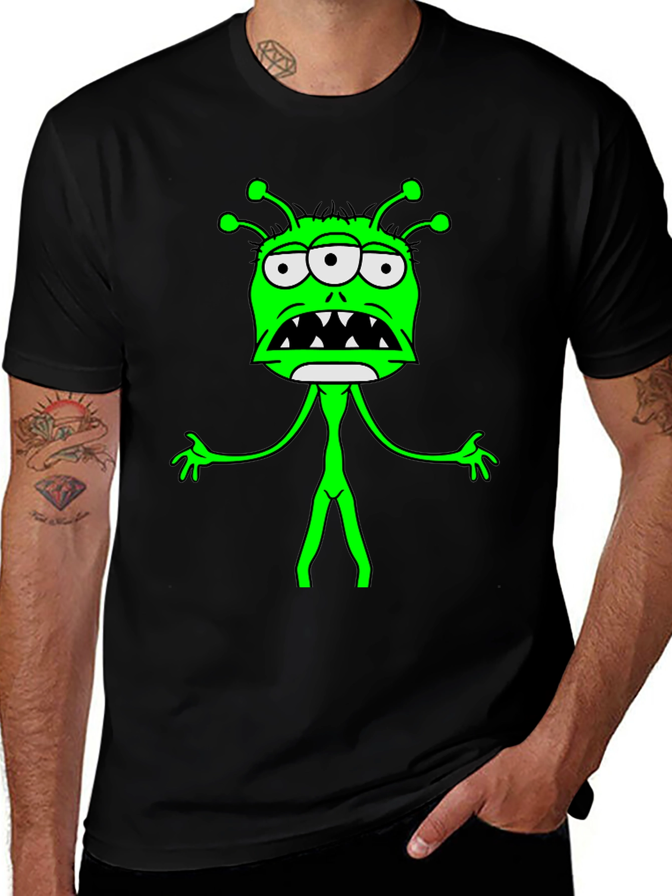 Three-Eyed Alien Graphic Tee - Black