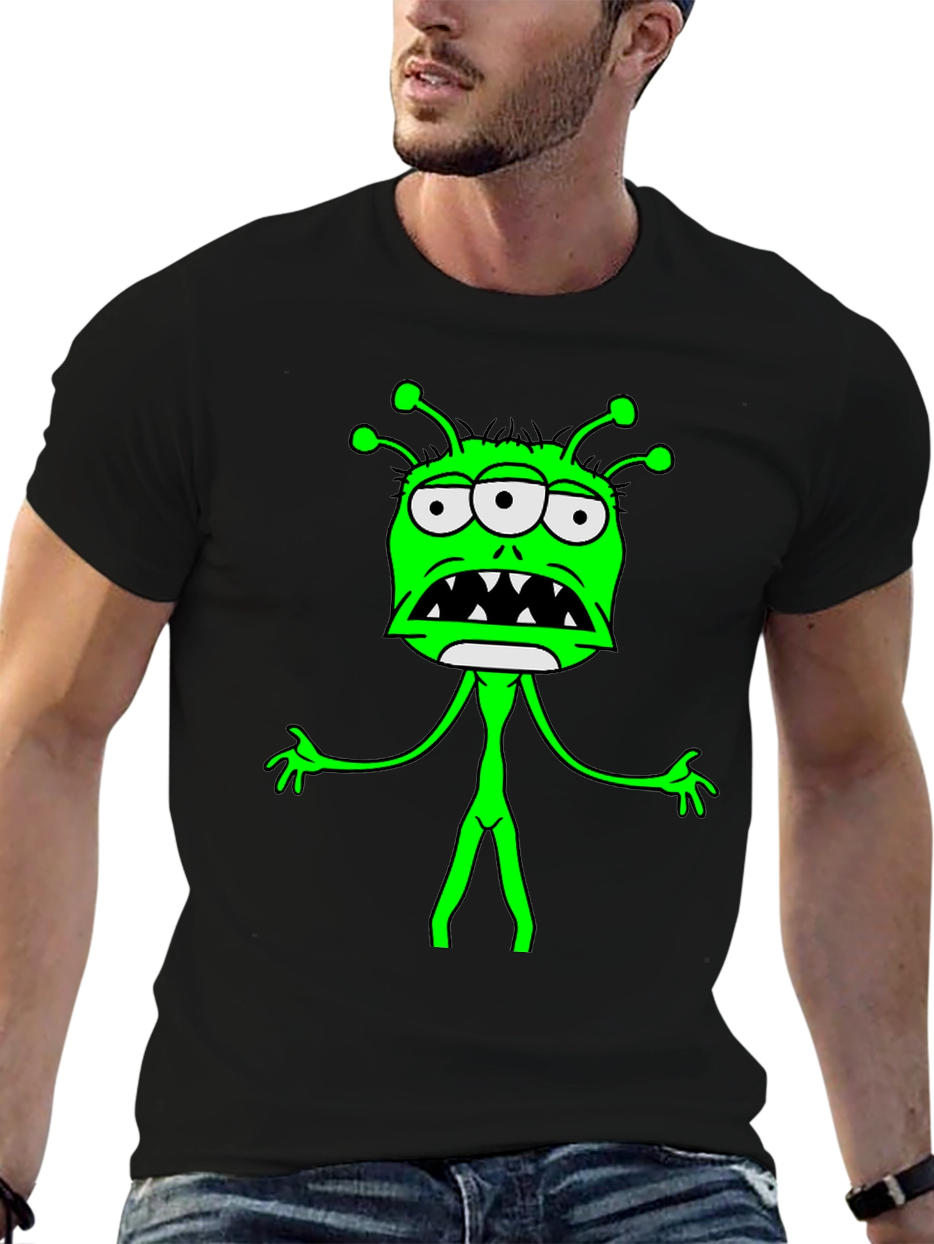 Three-Eyed Alien Graphic Tee - Black