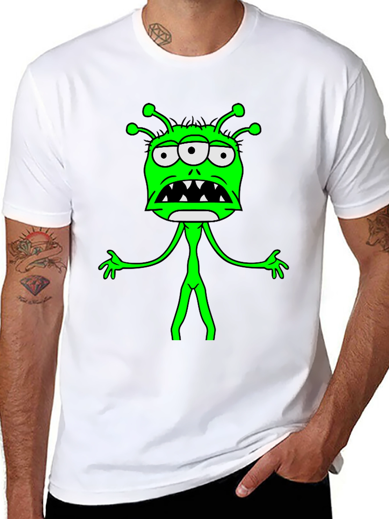 Three-Eyed Alien Graphic Tee - Black