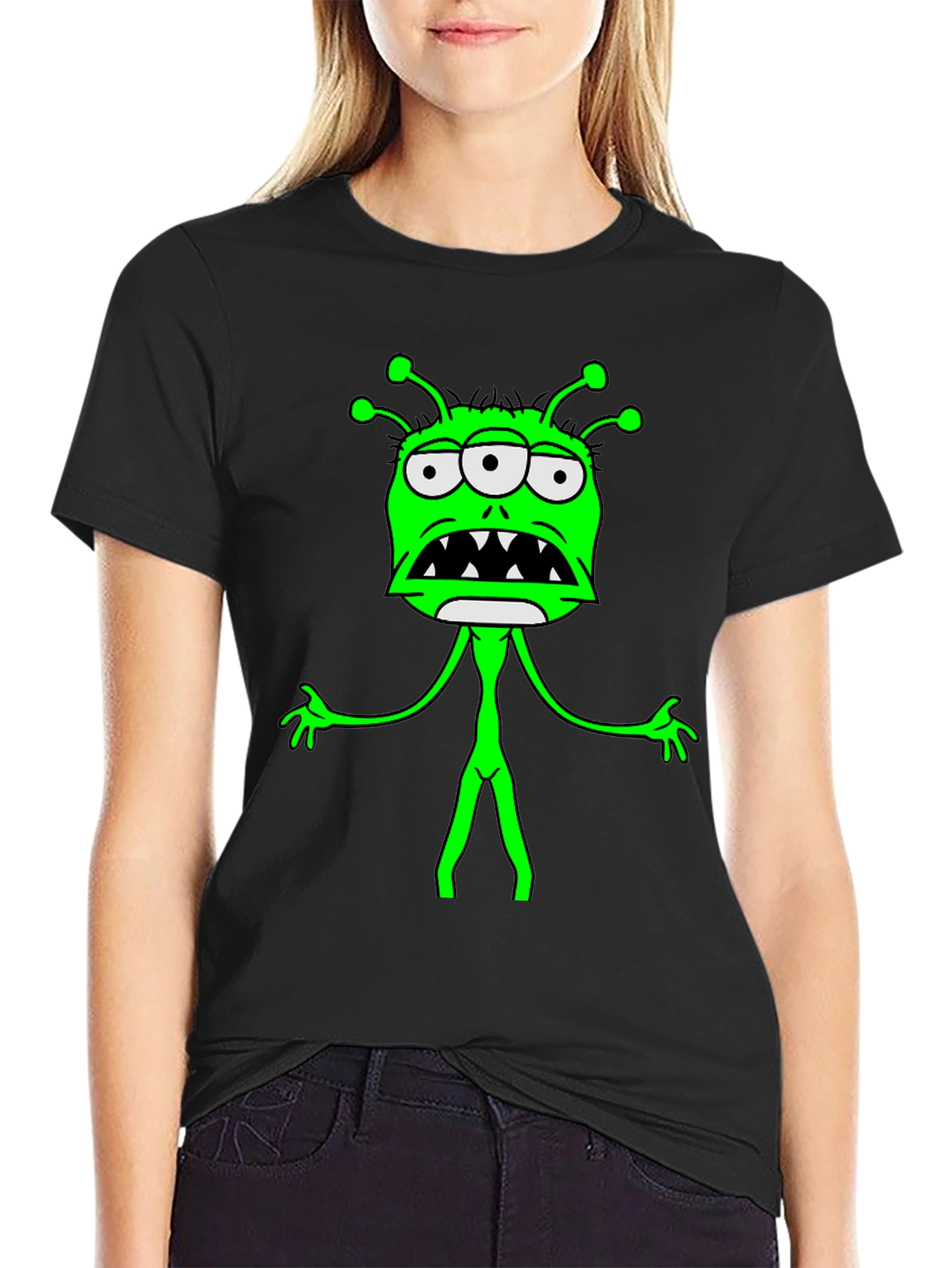 Three-Eyed Alien Graphic Tee - Black