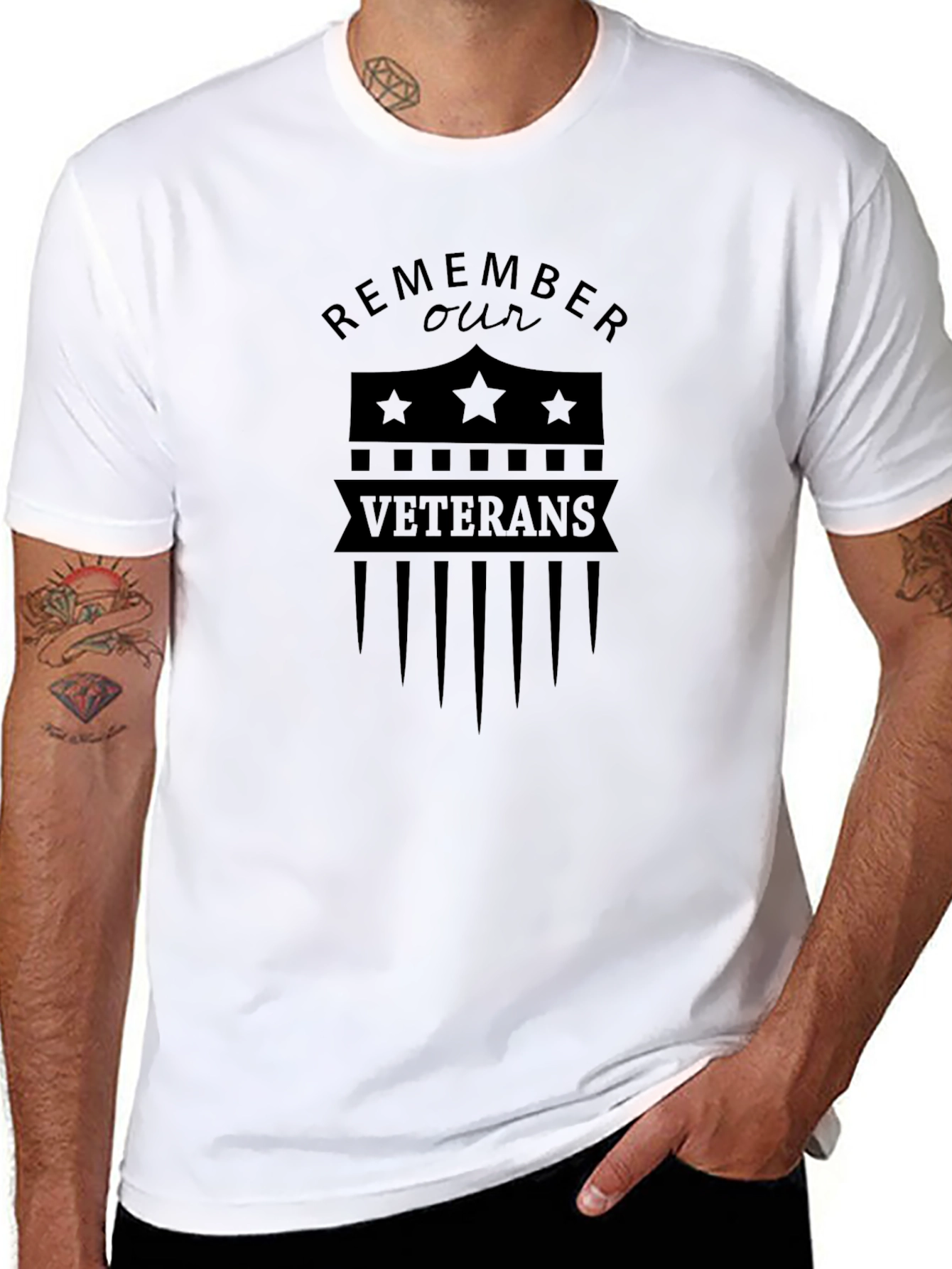 Remember Our Veterans Graphic Tee - Black Patriotic Shirt
