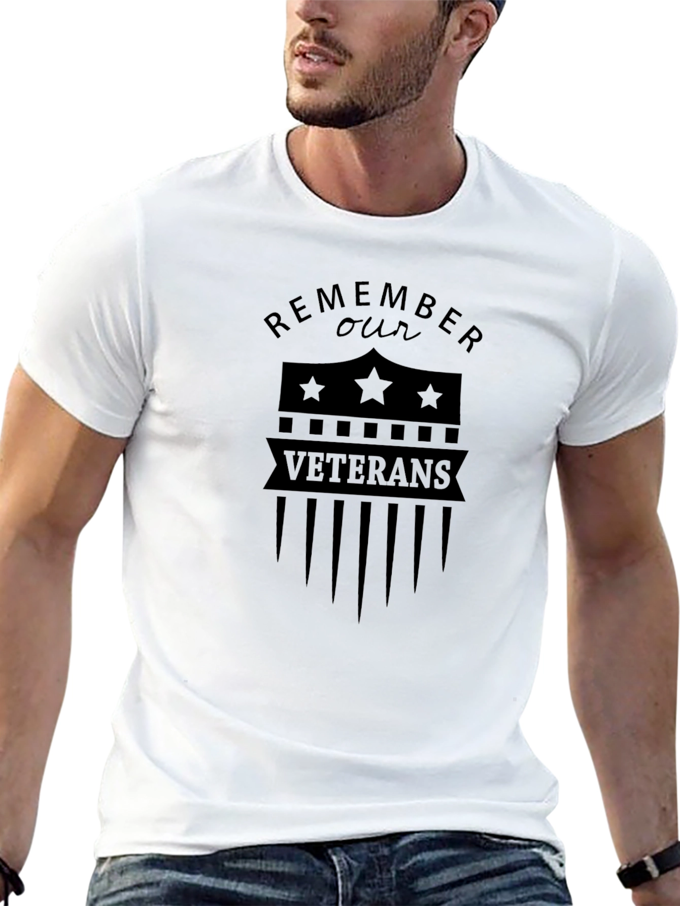 Remember Our Veterans Graphic Tee - Black Patriotic Shirt