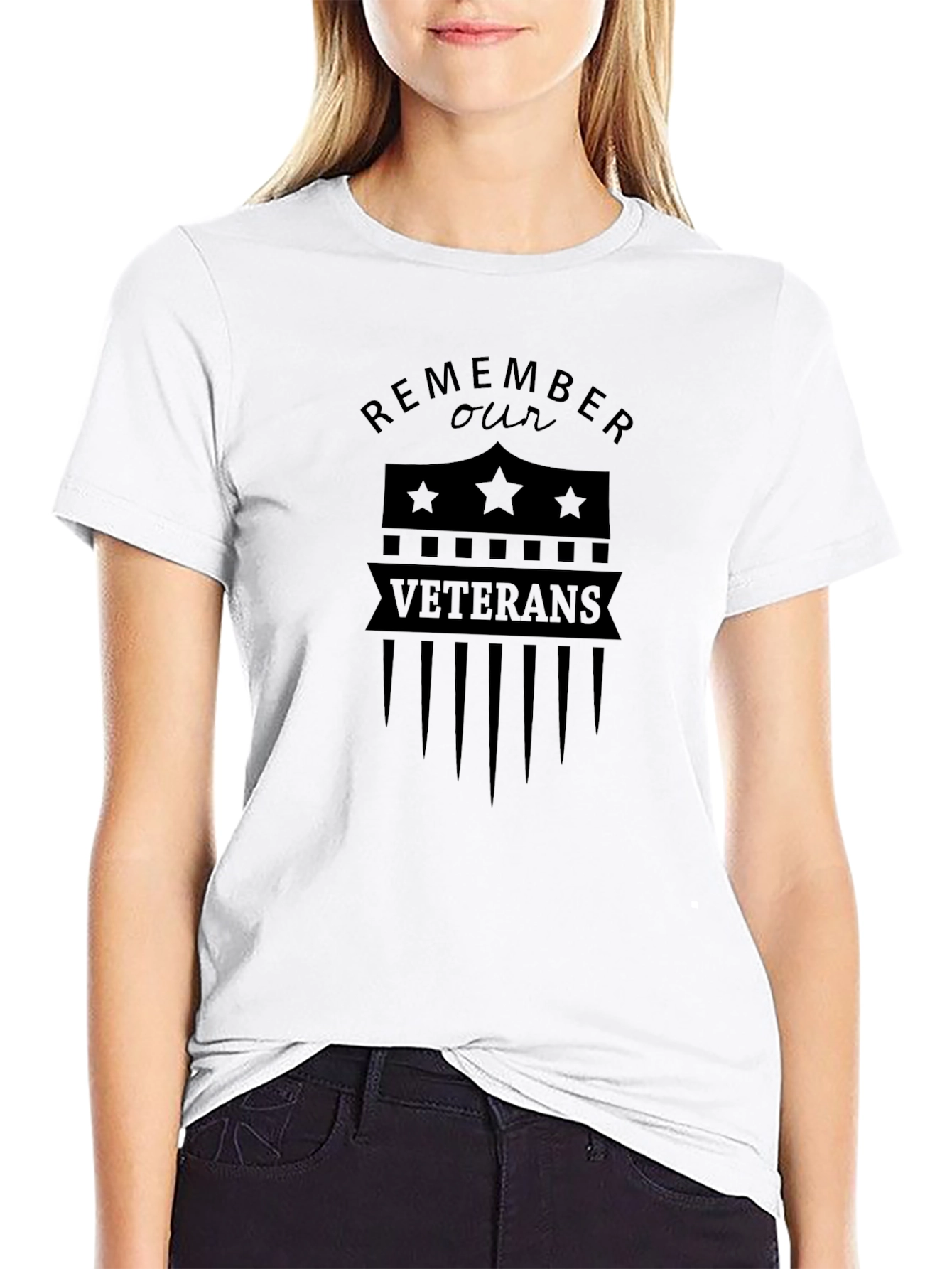 Remember Our Veterans Graphic Tee - Black Patriotic Shirt
