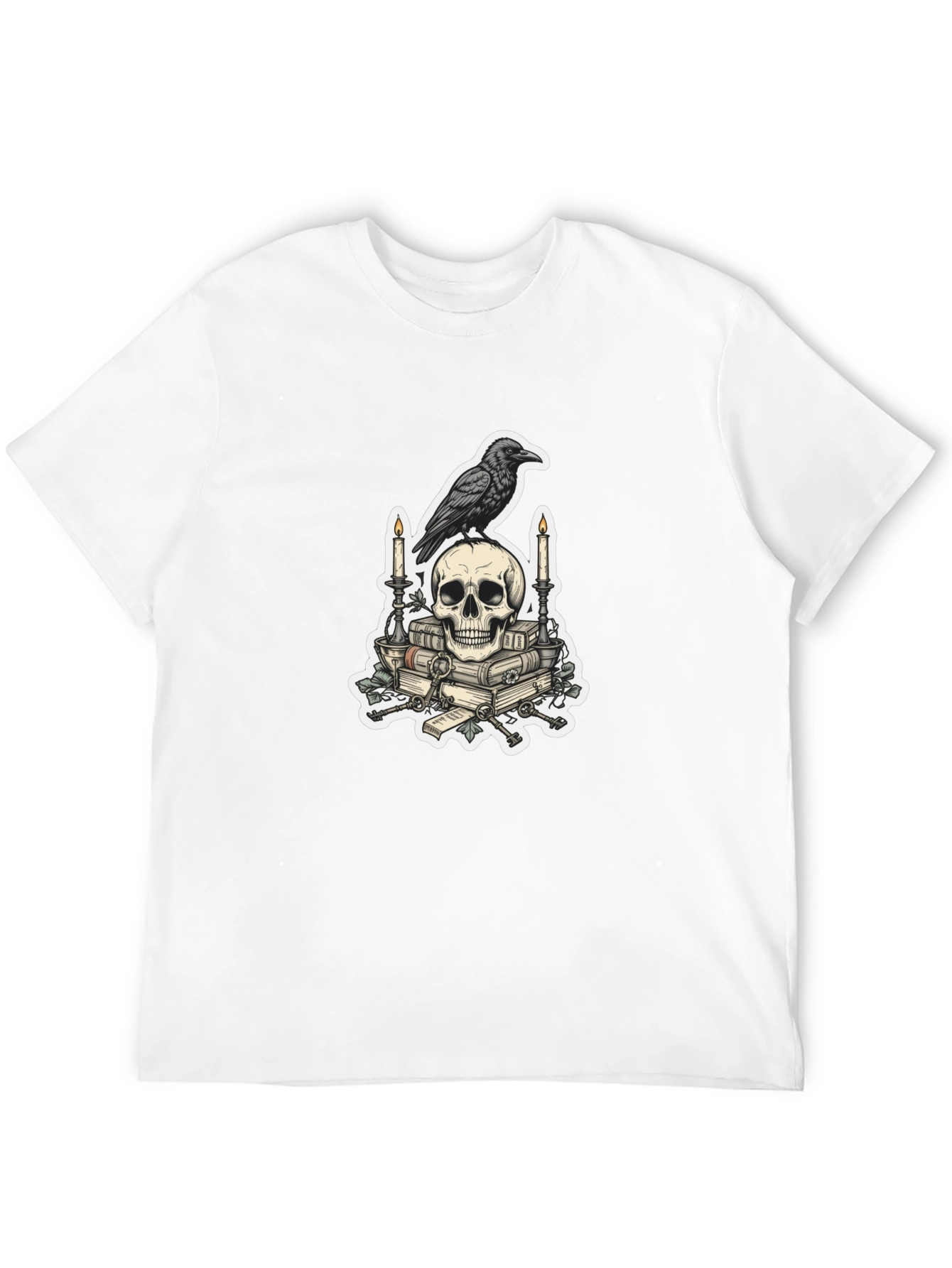 Raven Skull Graphic Tee - Edgy Gothic Style