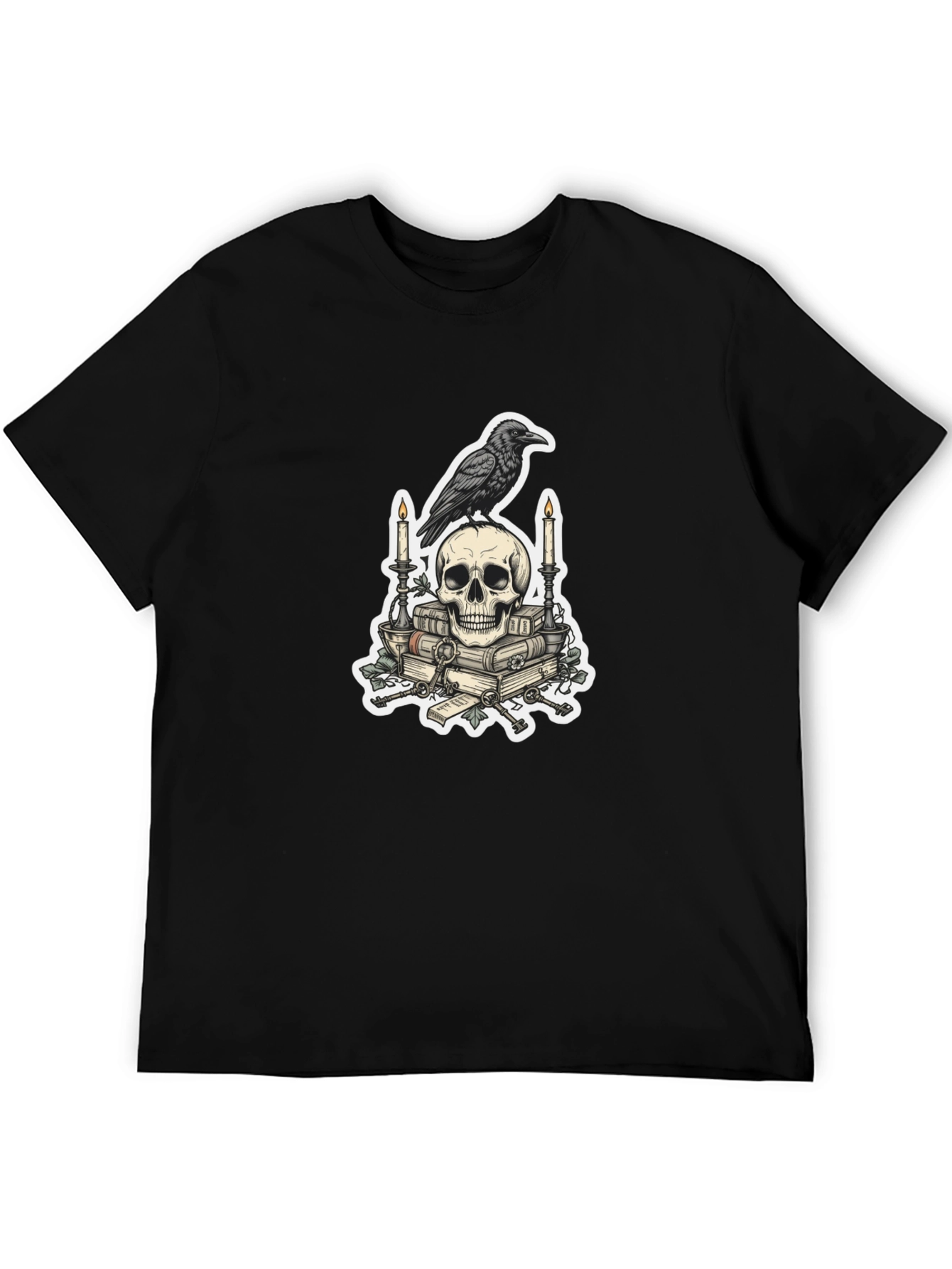 Raven Skull Graphic Tee - Edgy Gothic Style