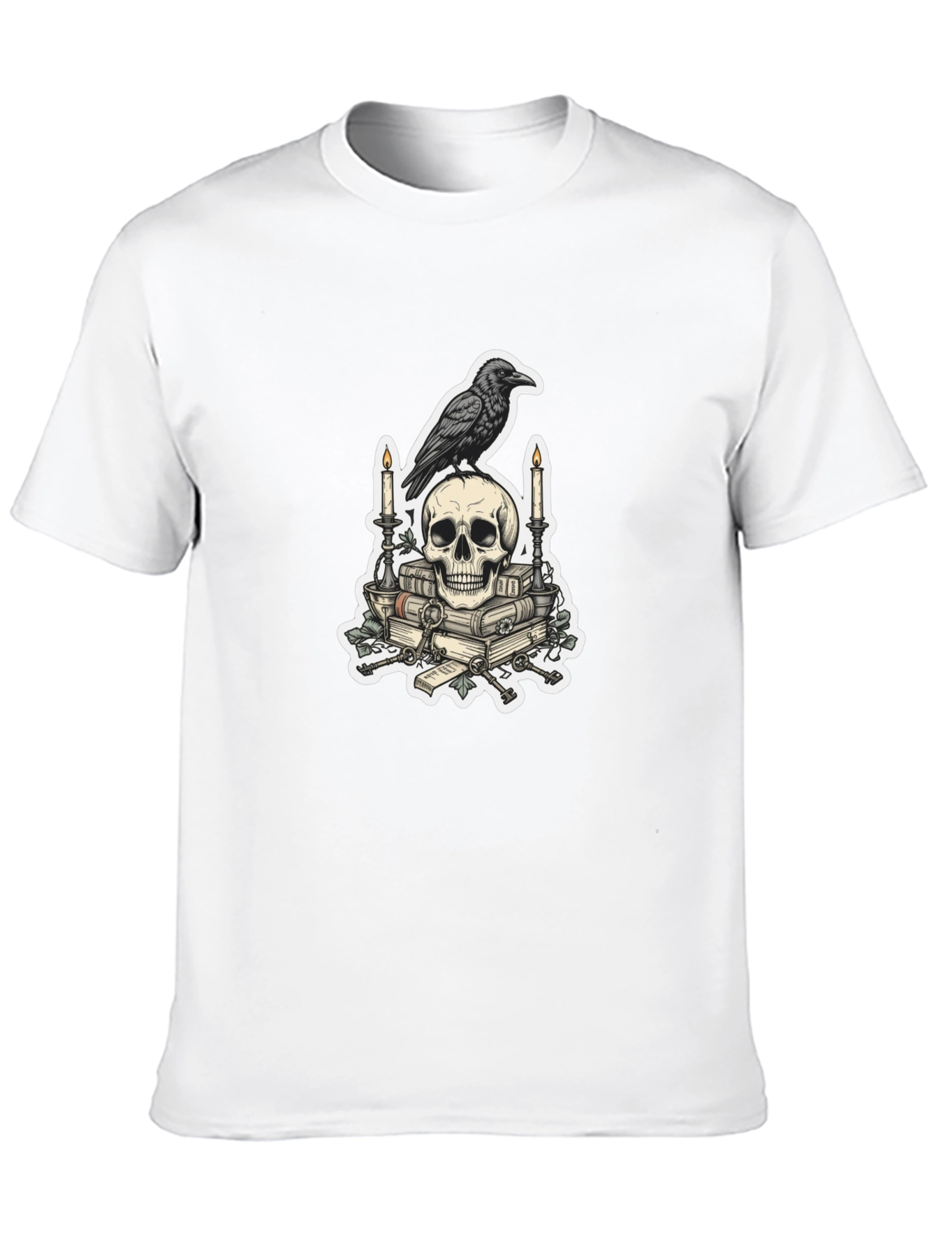 Raven Skull Graphic Tee - Edgy Gothic Style