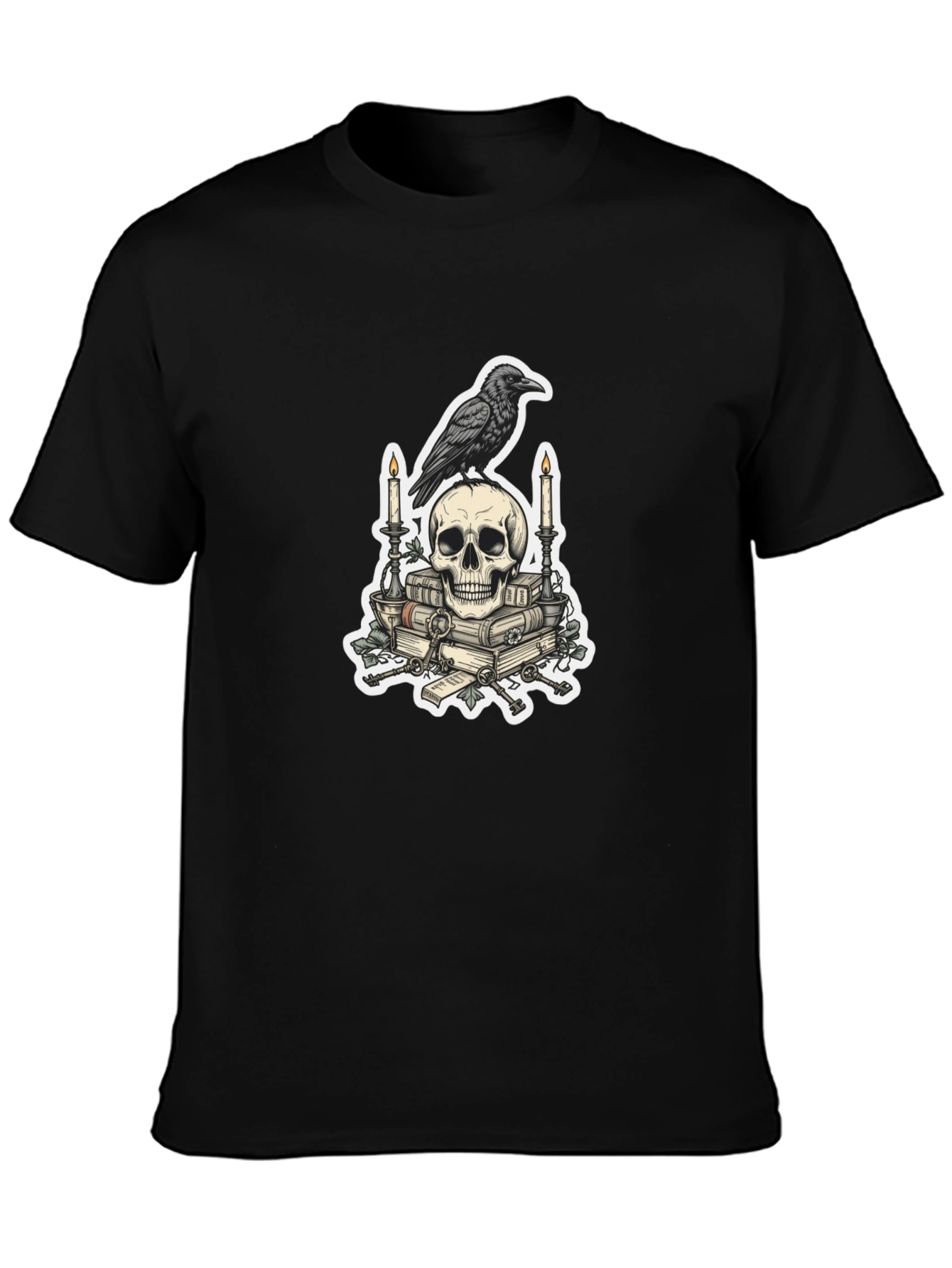Raven Skull Graphic Tee - Edgy Gothic Style