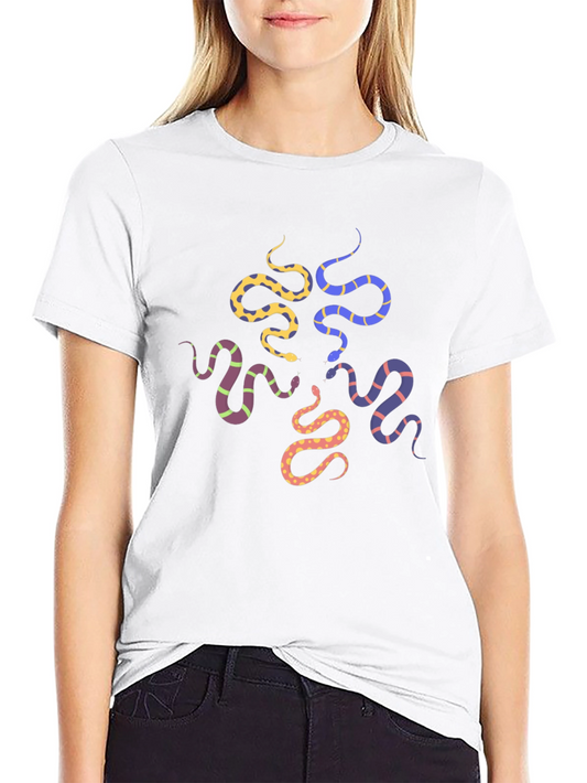 Snakes Graphic Print T-Shirt - Black