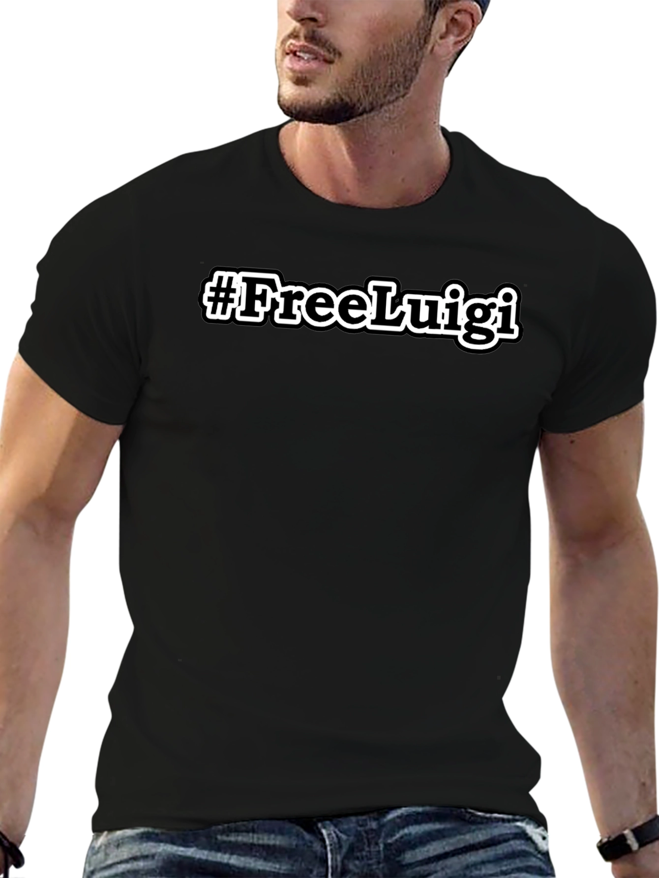 #FreeLuigi Black T-Shirt - Trendy Graphic Tee
