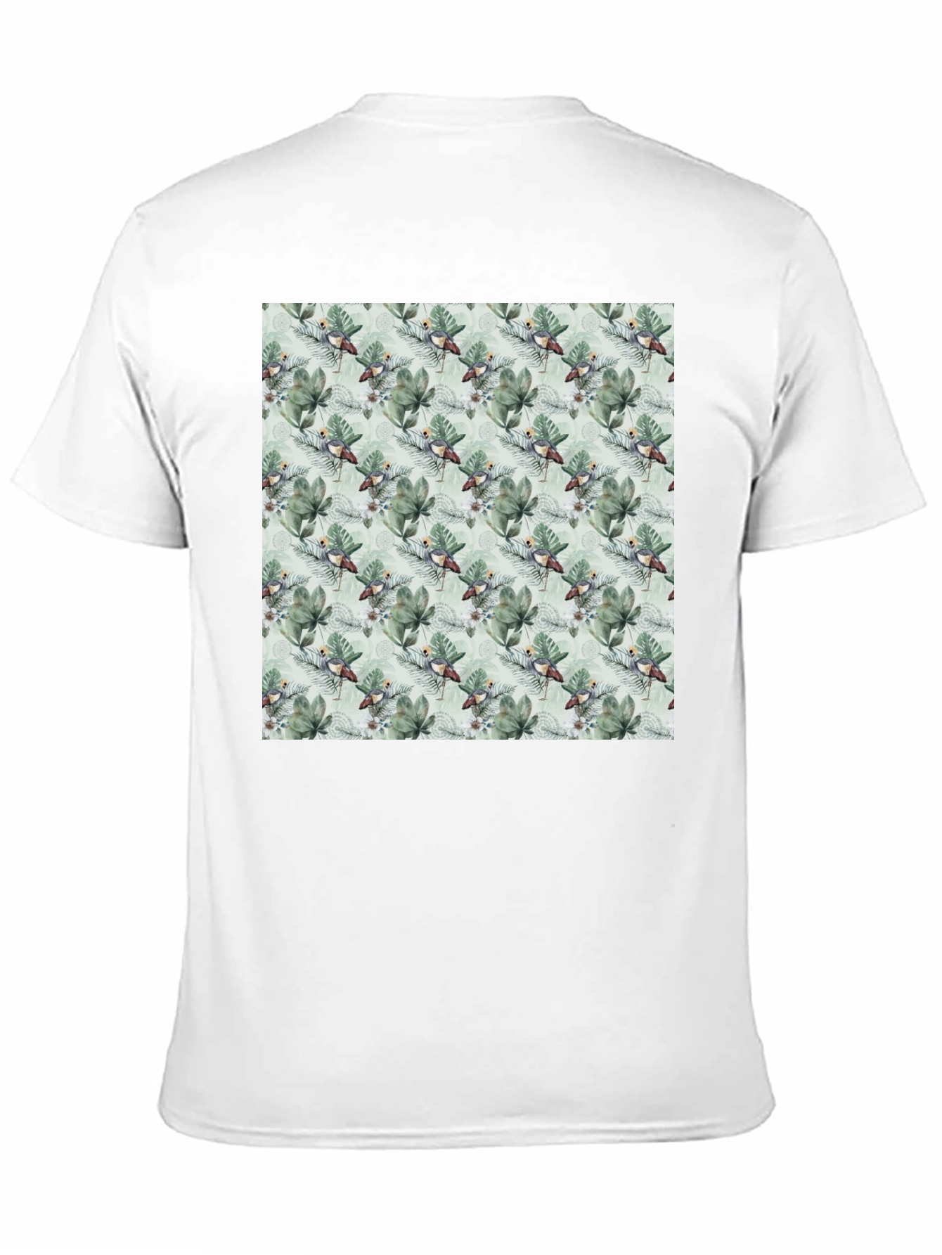 Tropical Bird & Leaf Print Black T-Shirt