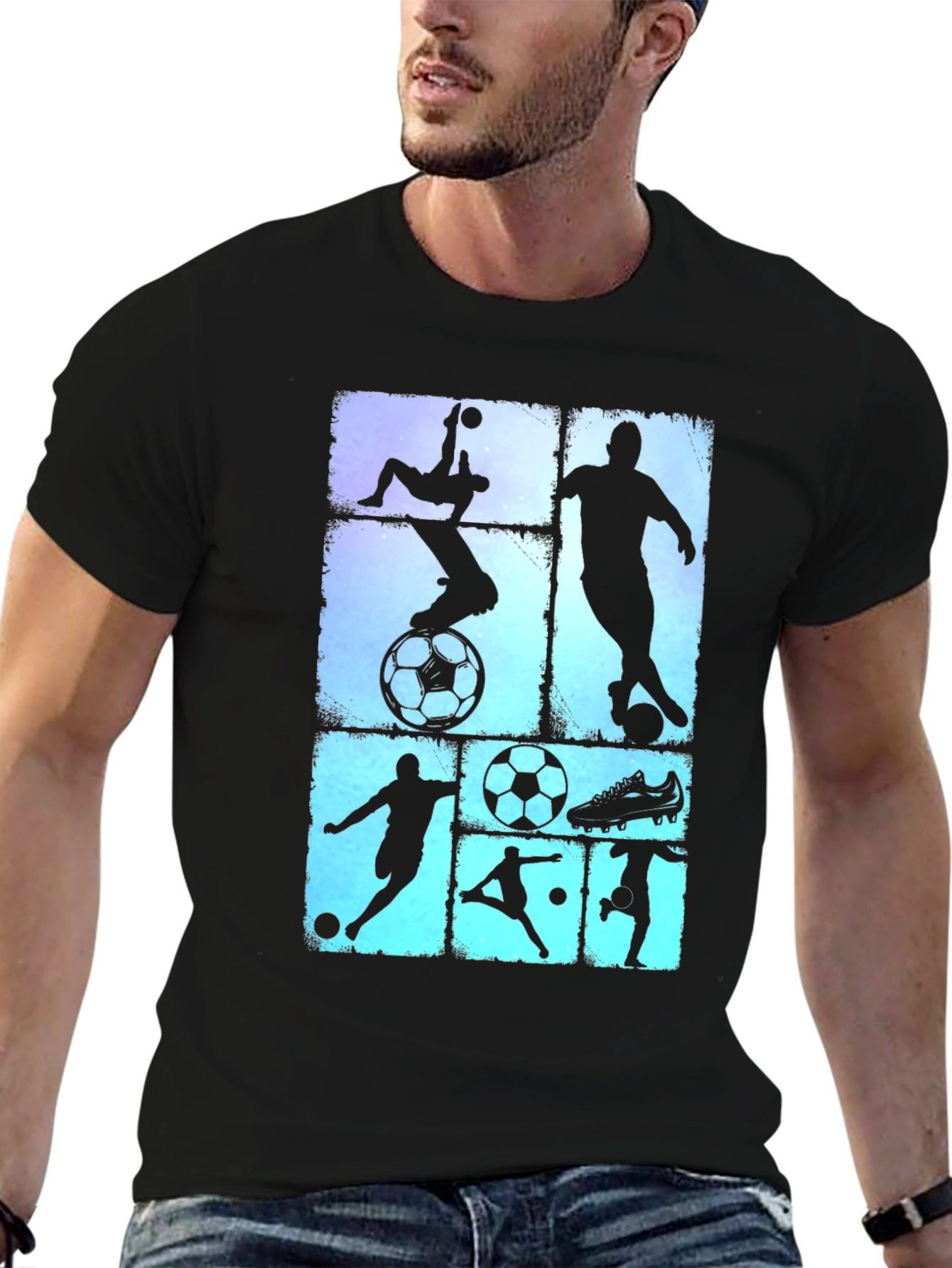 Soccer Silhouette Graphic Tee - Black T-Shirt