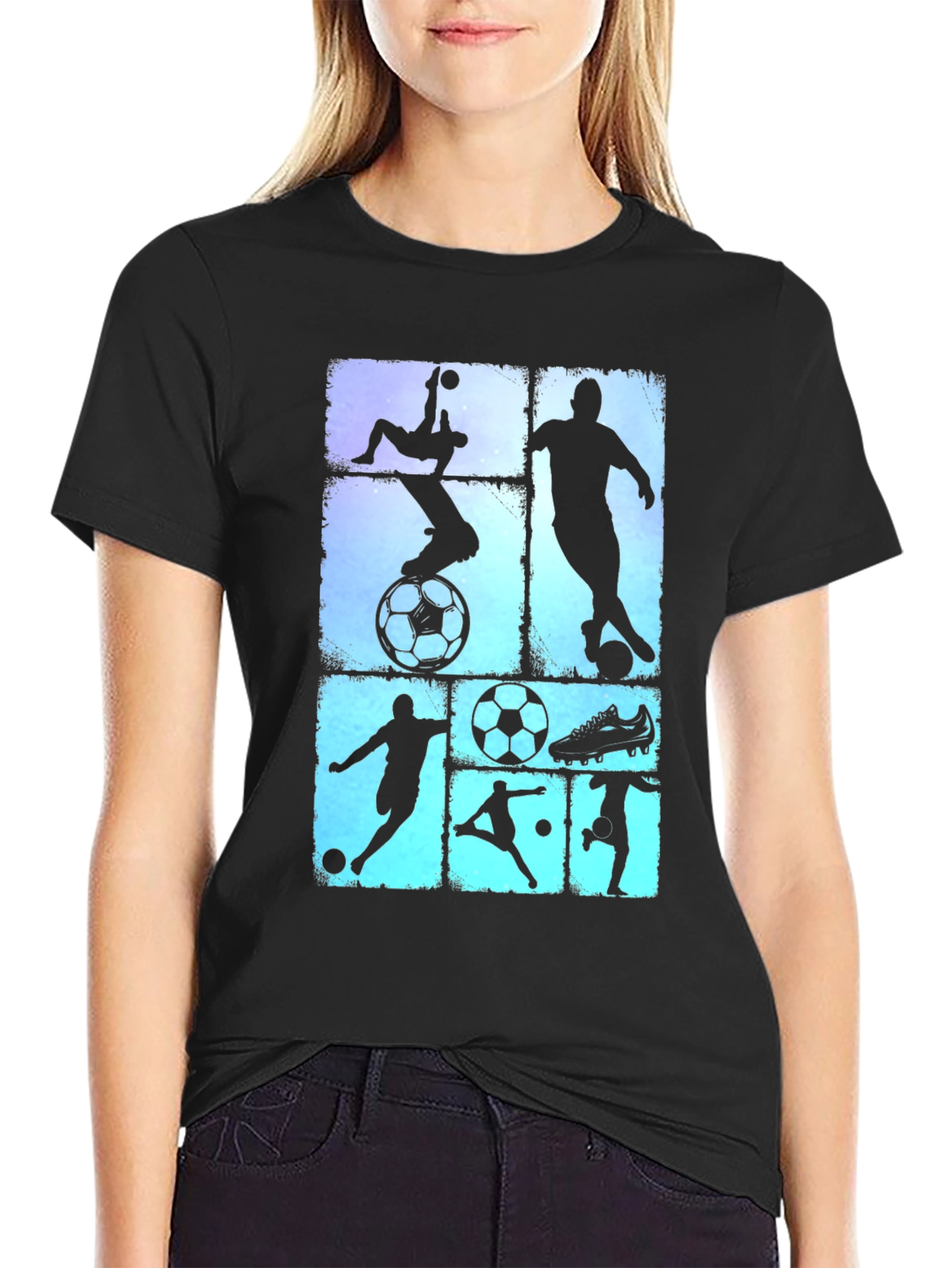 Soccer Silhouette Graphic Tee - Black T-Shirt
