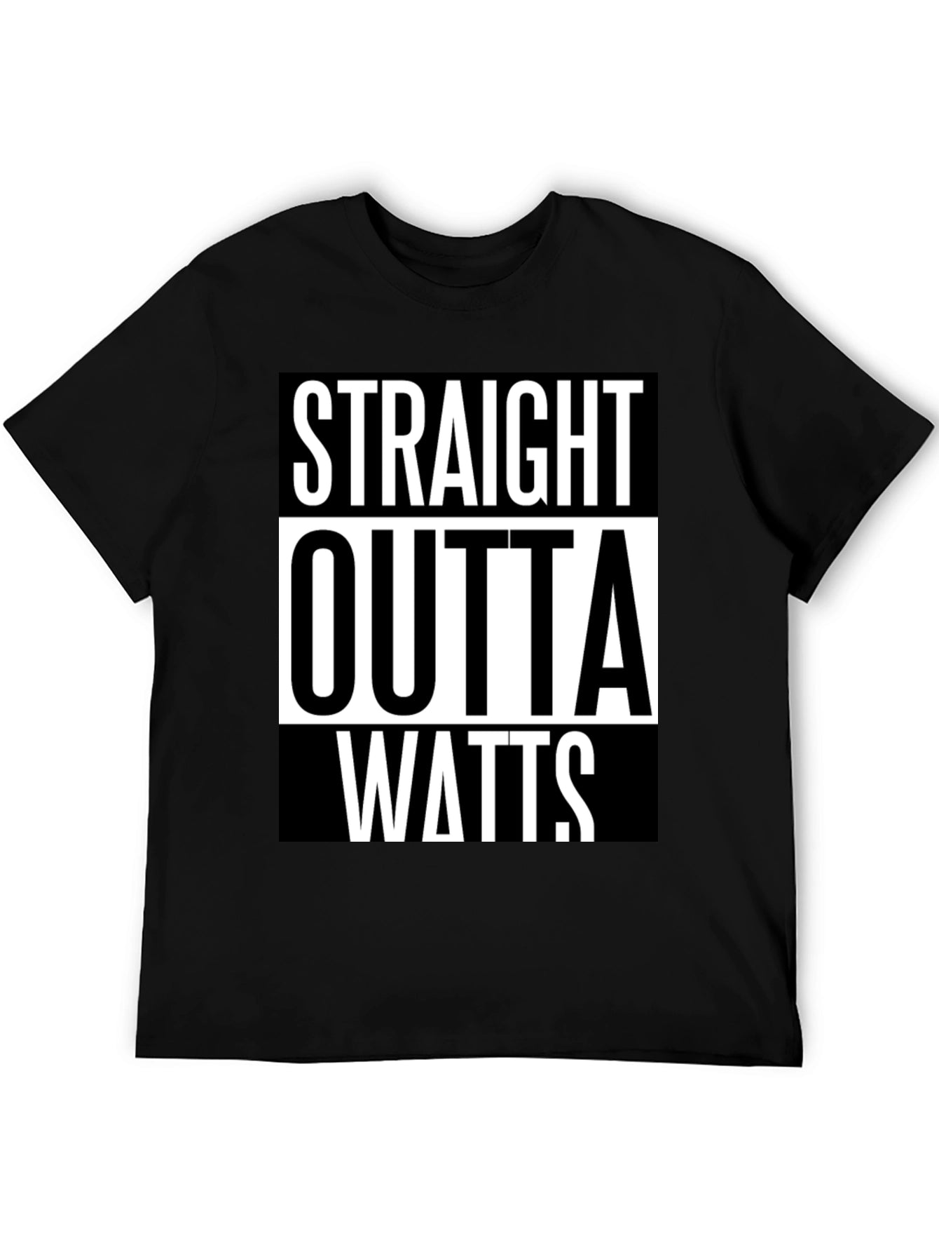 Straight Outta Watts Graphic Tee - Black Cotton T-Shirt
