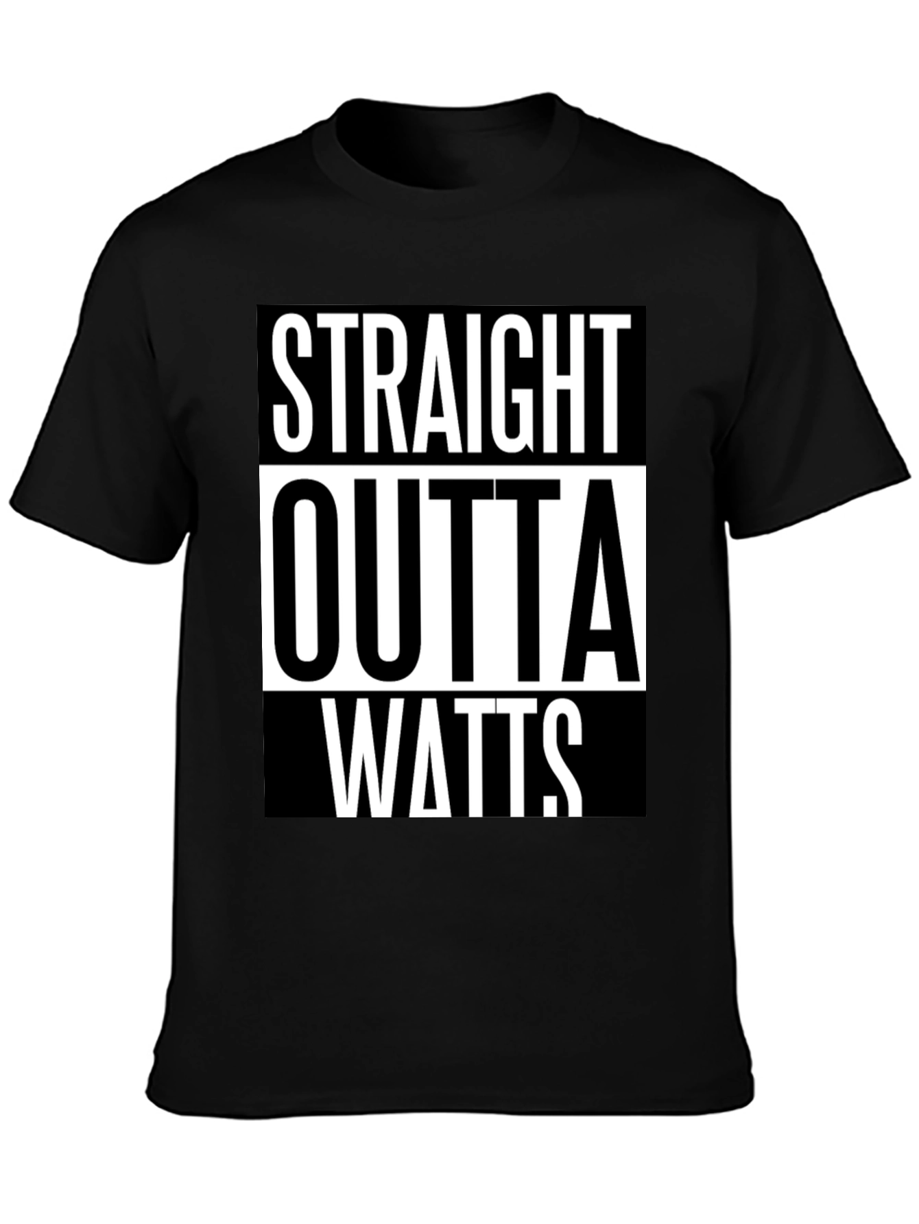 Straight Outta Watts Graphic Tee - Black Cotton T-Shirt