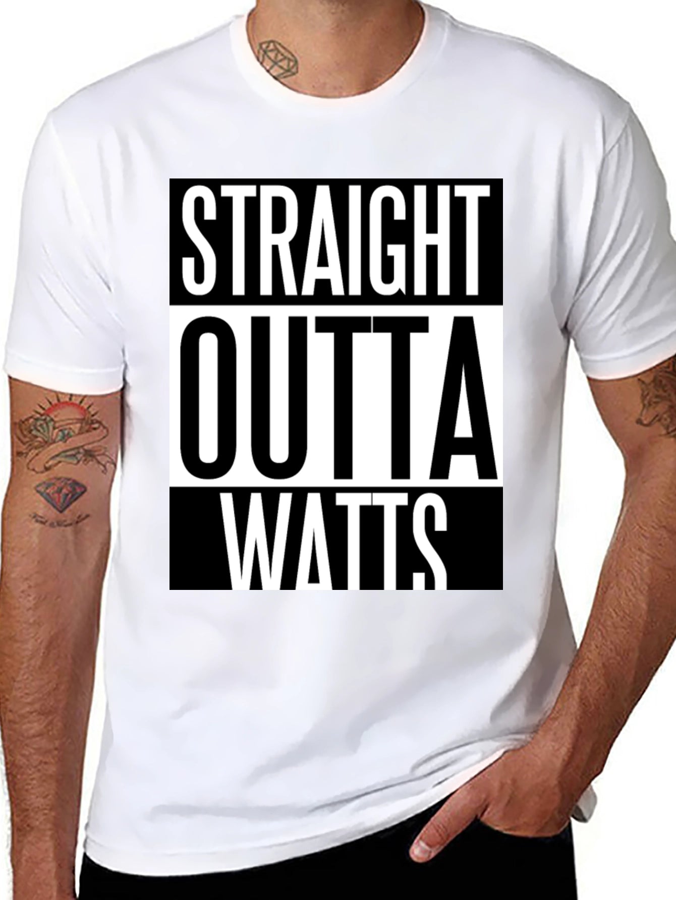 Straight Outta Watts Graphic Tee - Black Cotton T-Shirt