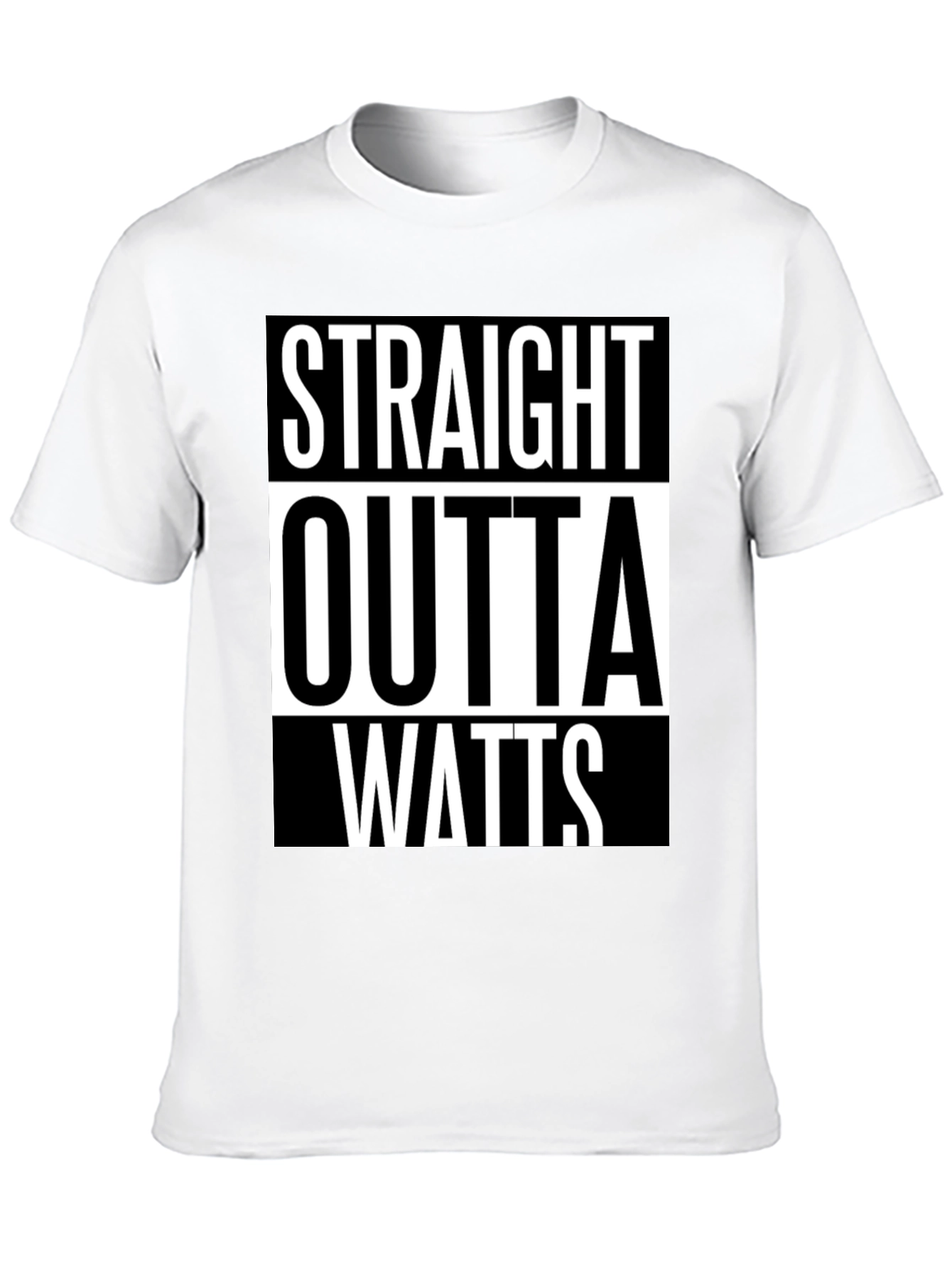 Straight Outta Watts Graphic Tee - Black Cotton T-Shirt