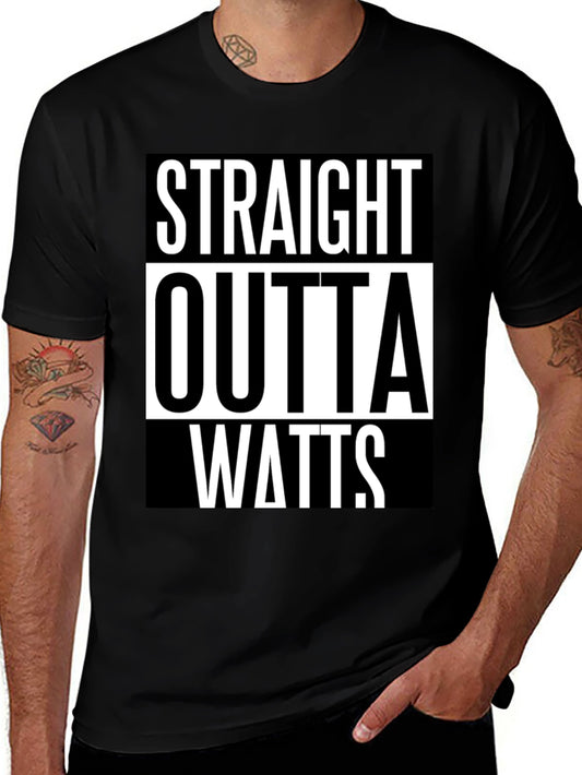 Straight Outta Watts Graphic Tee - Black Cotton T-Shirt