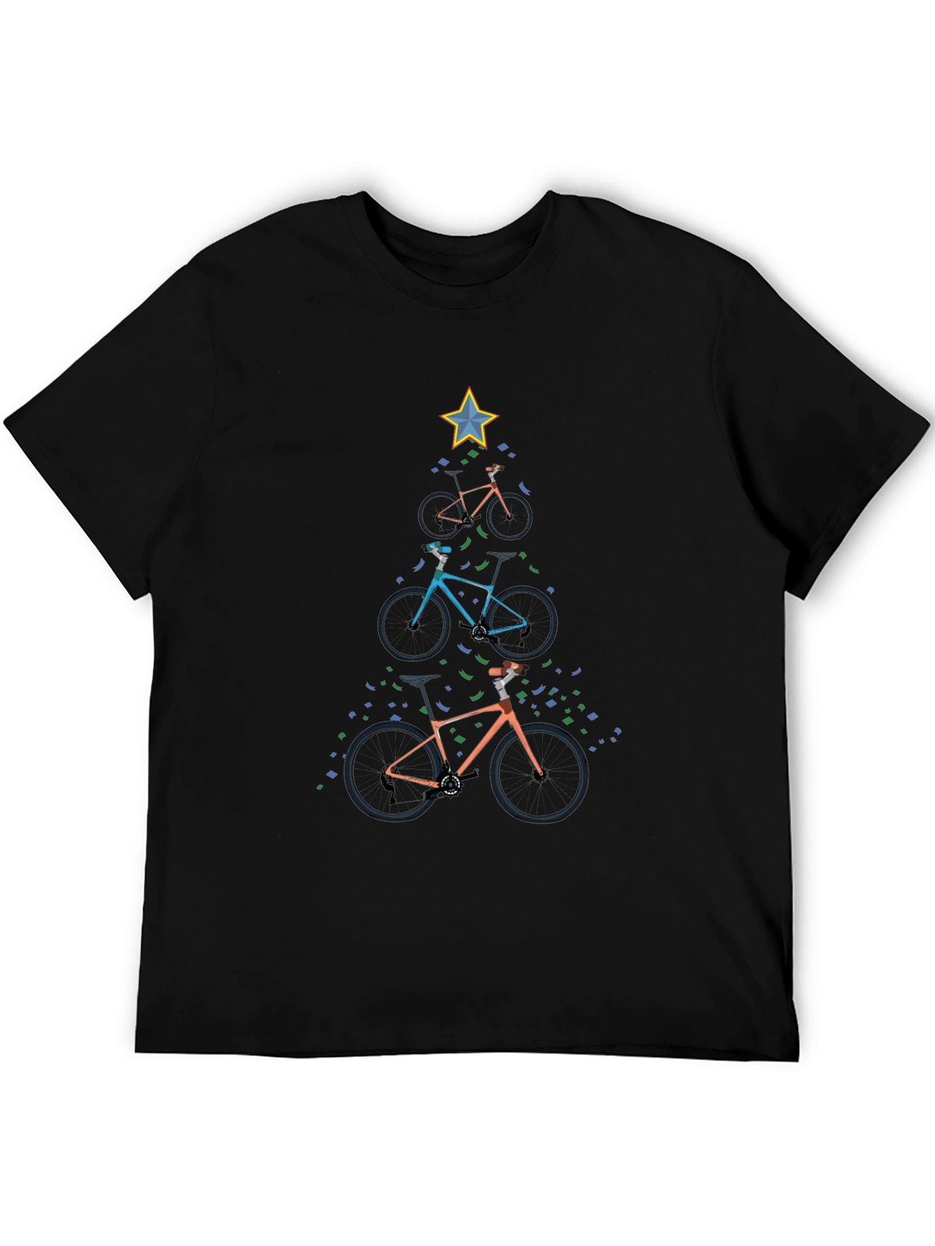 Bike Christmas Tree Graphic T-Shirt