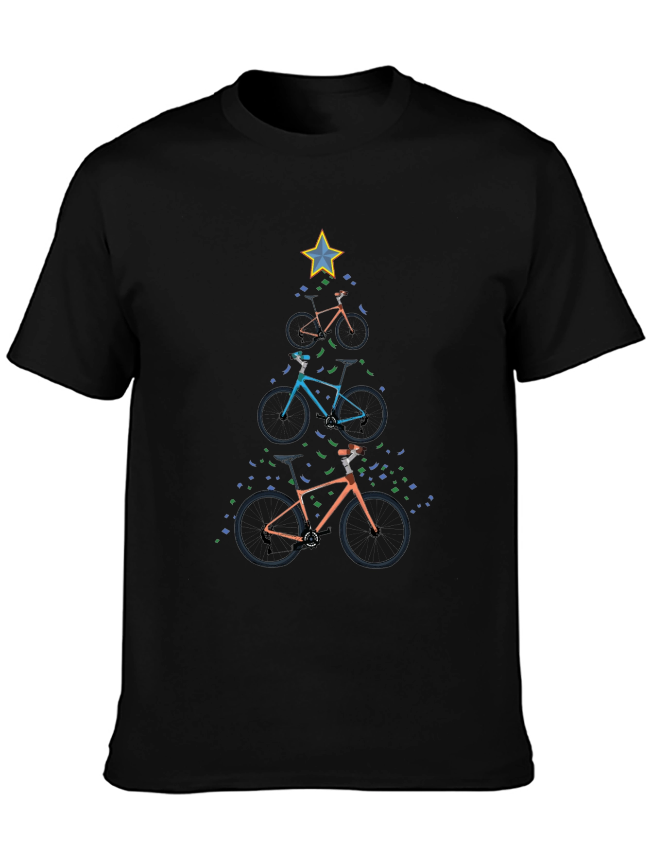 Bike Christmas Tree Graphic T-Shirt