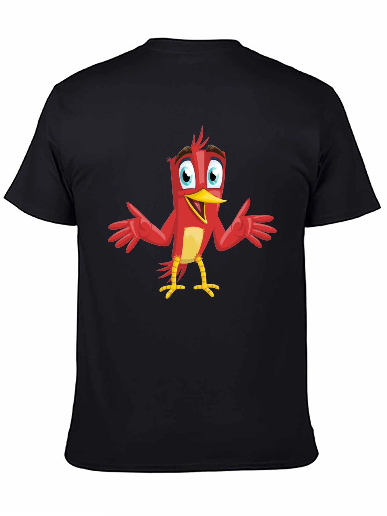 Cartoon Bird Graphic Tee - Black