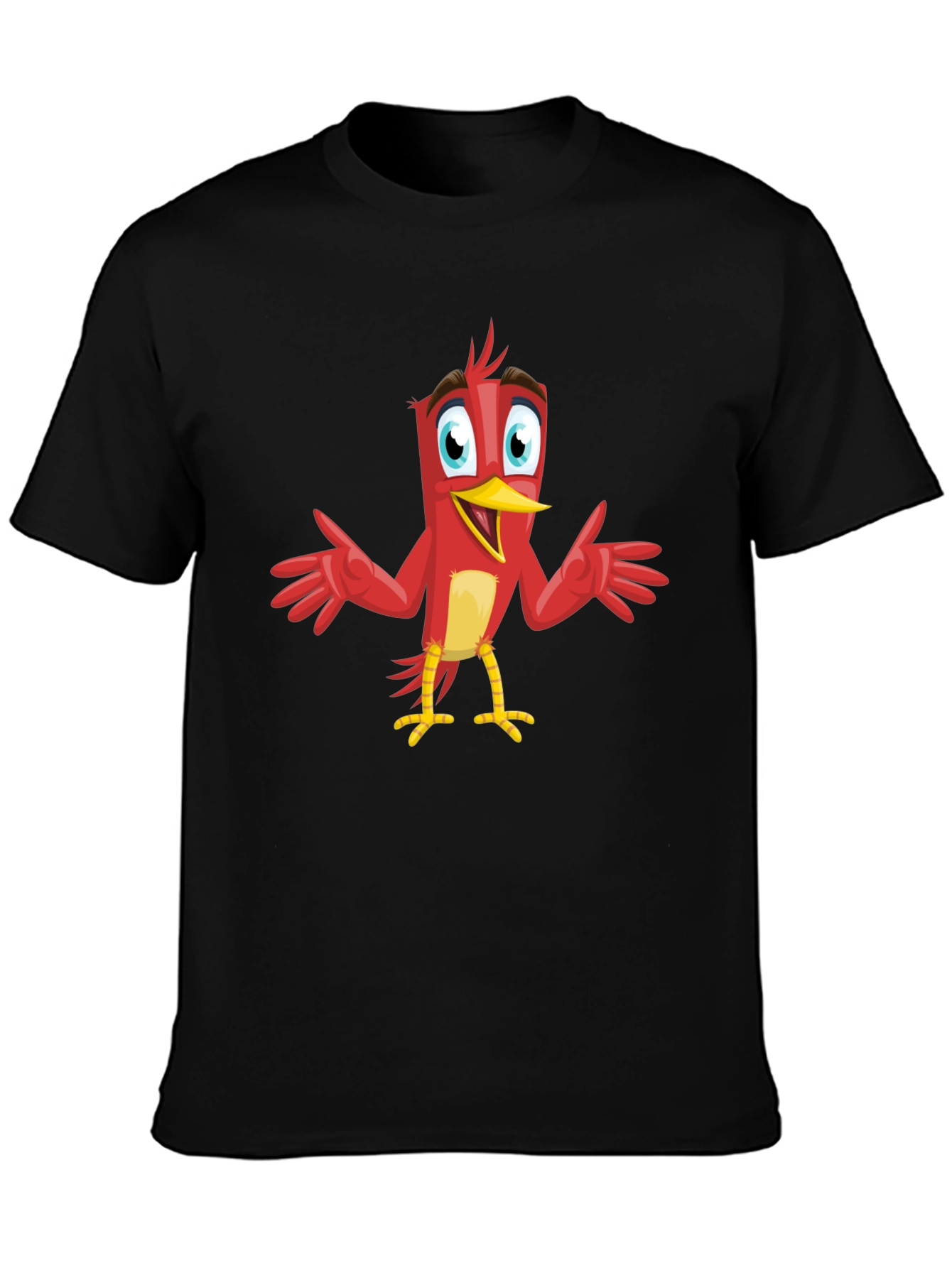 Cartoon Bird Graphic Tee - Black