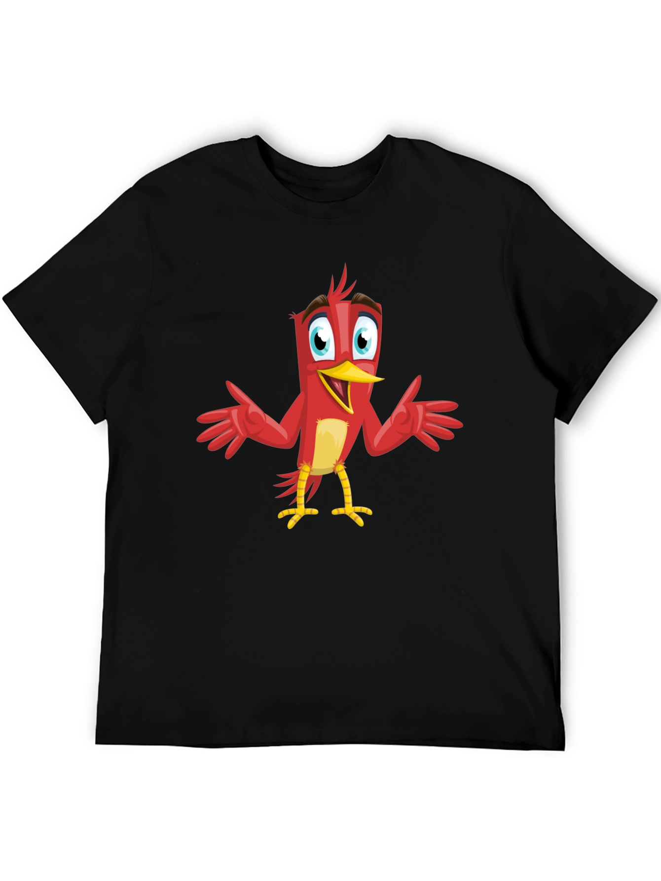 Cartoon Bird Graphic Tee - Black