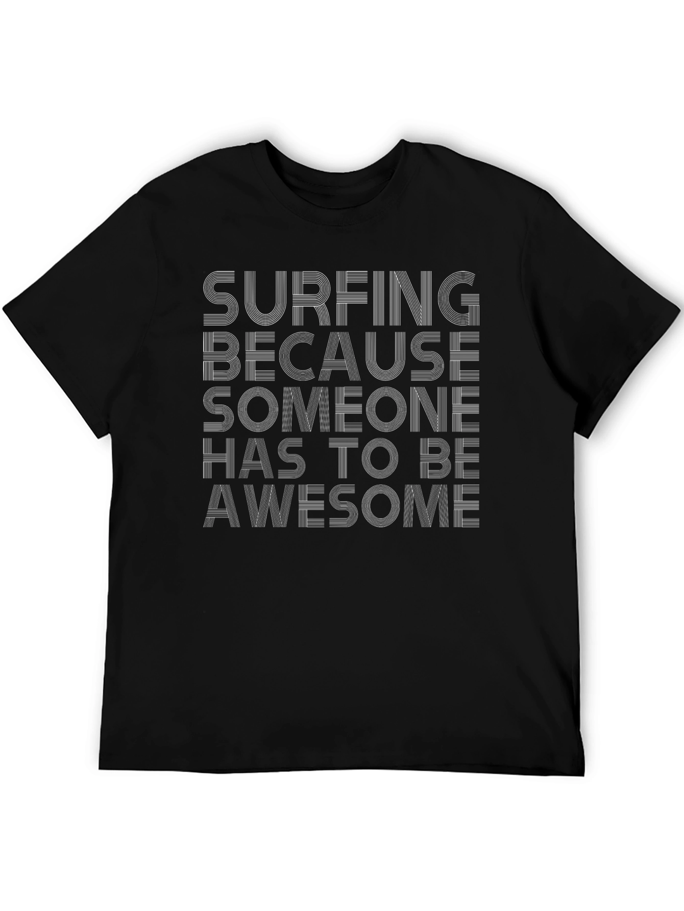 Surfing Awesome Graphic Tee - Black Cotton T-Shirt