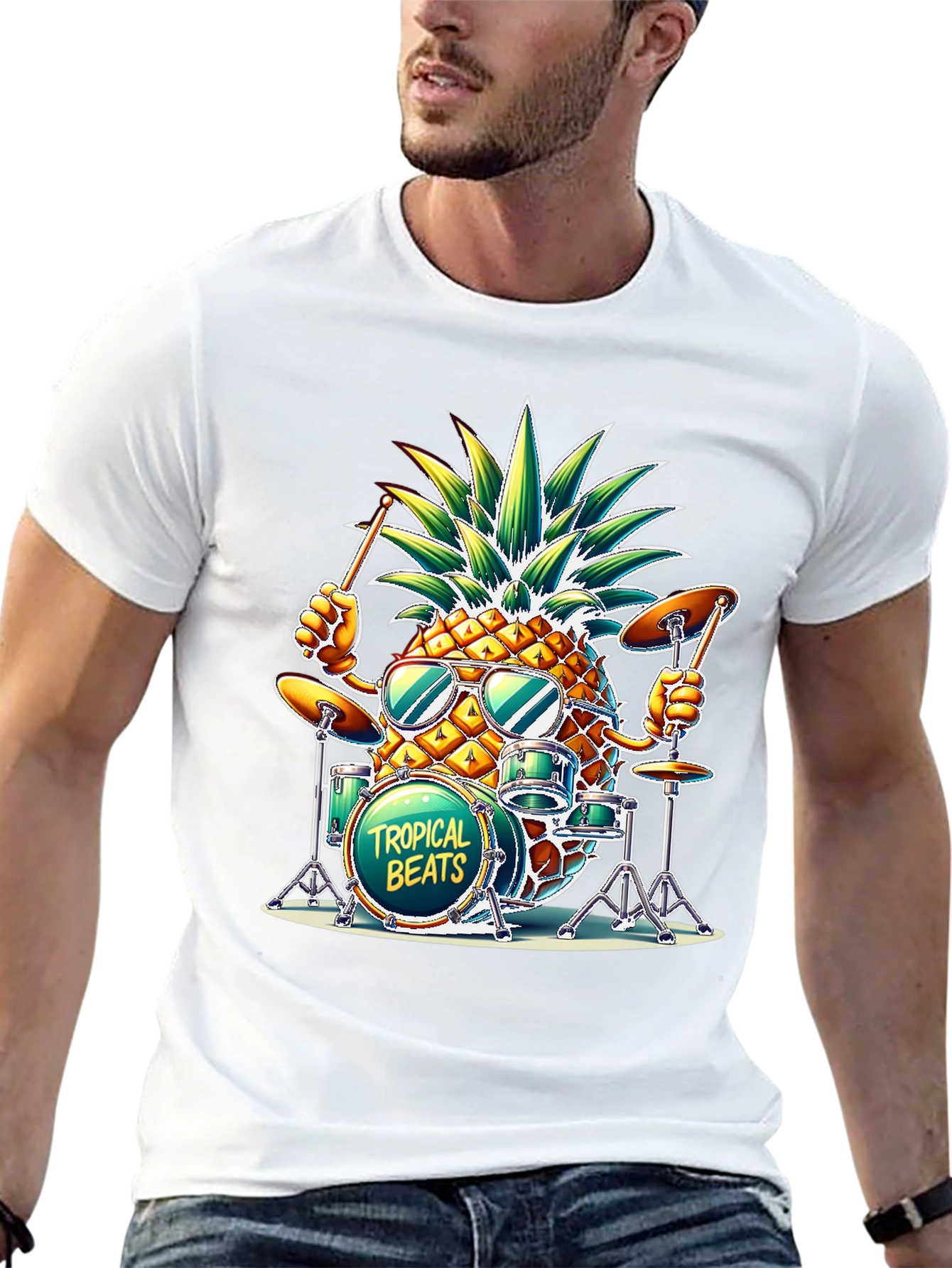 Tropical Beats Pineapple Drummer T-Shirt