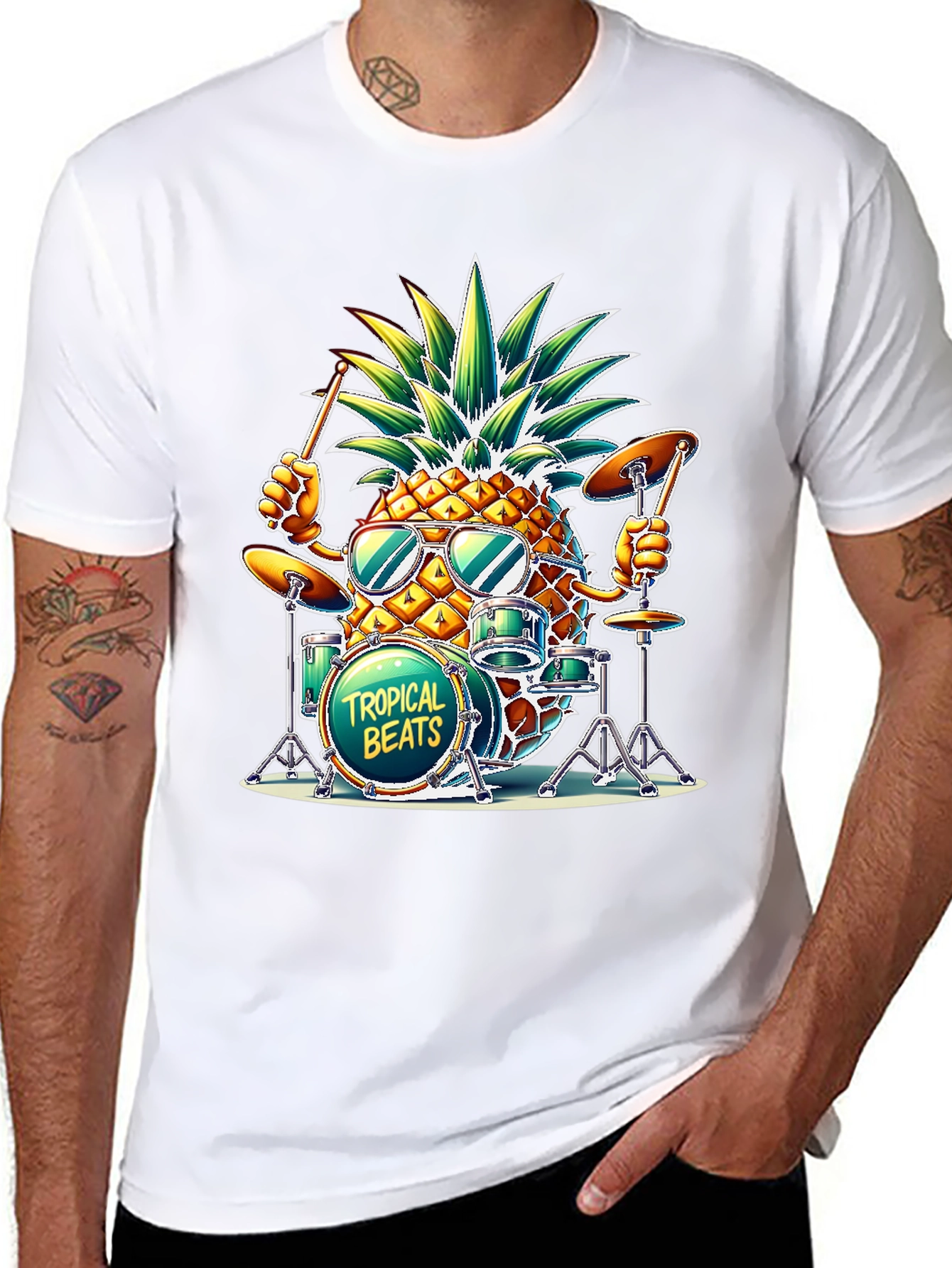 Tropical Beats Pineapple Drummer T-Shirt